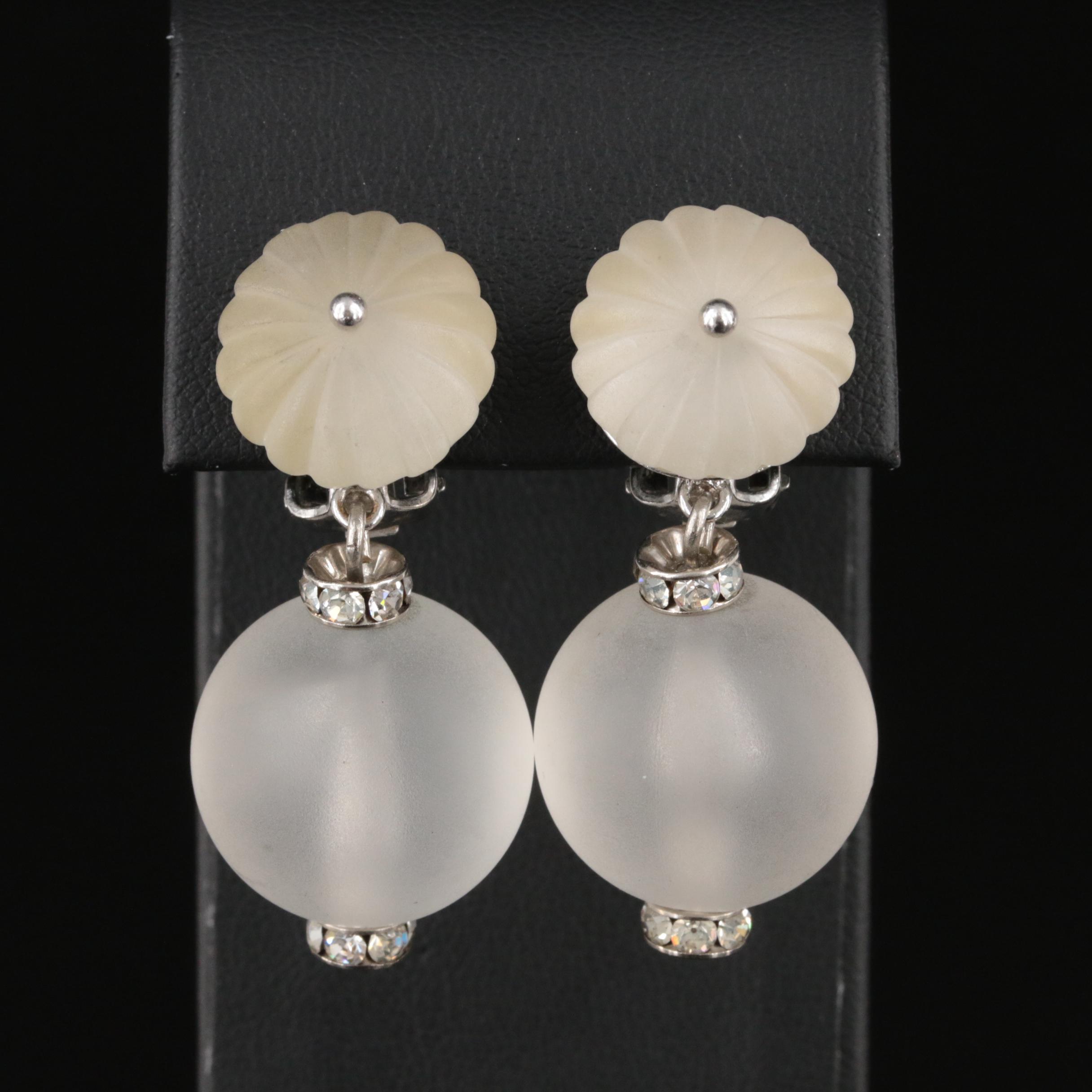 Christian Dior Rhinestone Frosted Earrings