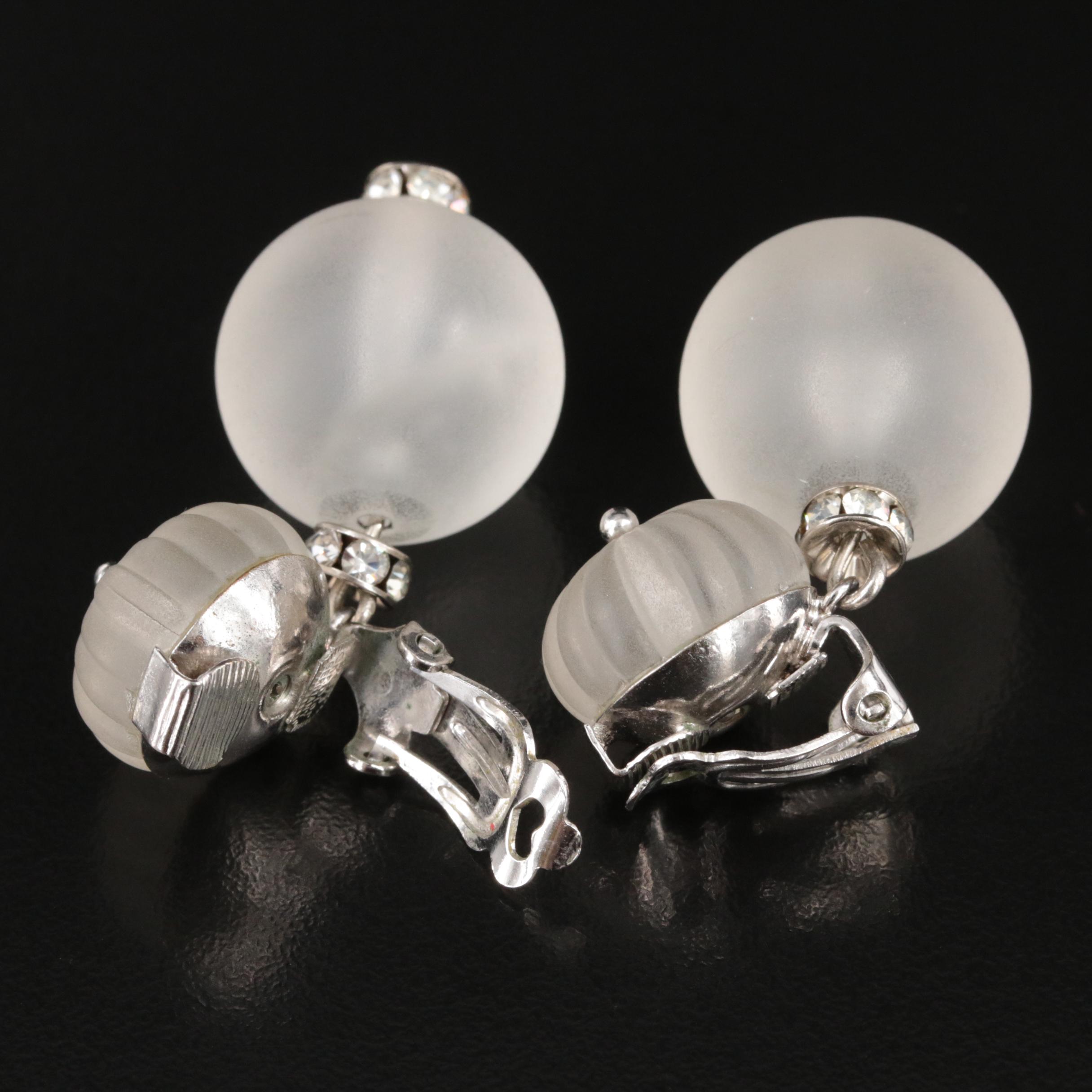 Christian Dior Rhinestone Frosted Earrings