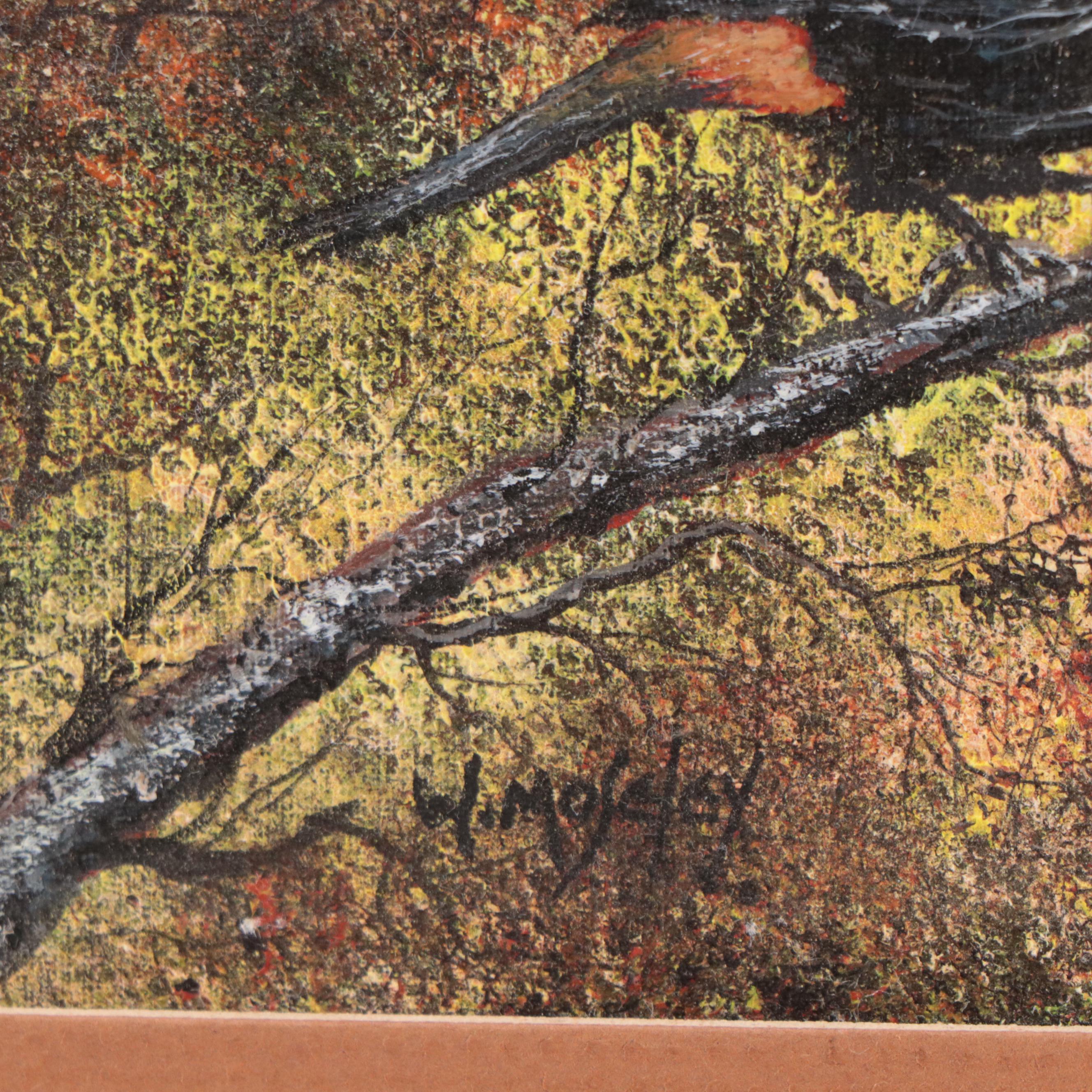 William W. Moseley Oil Painting of Bird on Branch