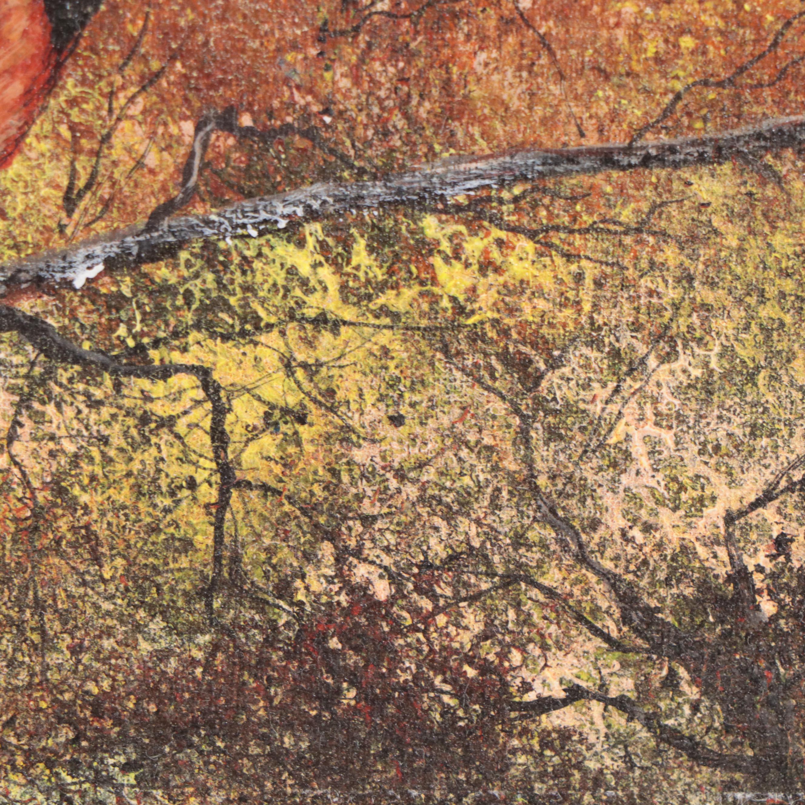 William W. Moseley Oil Painting of Bird on Branch