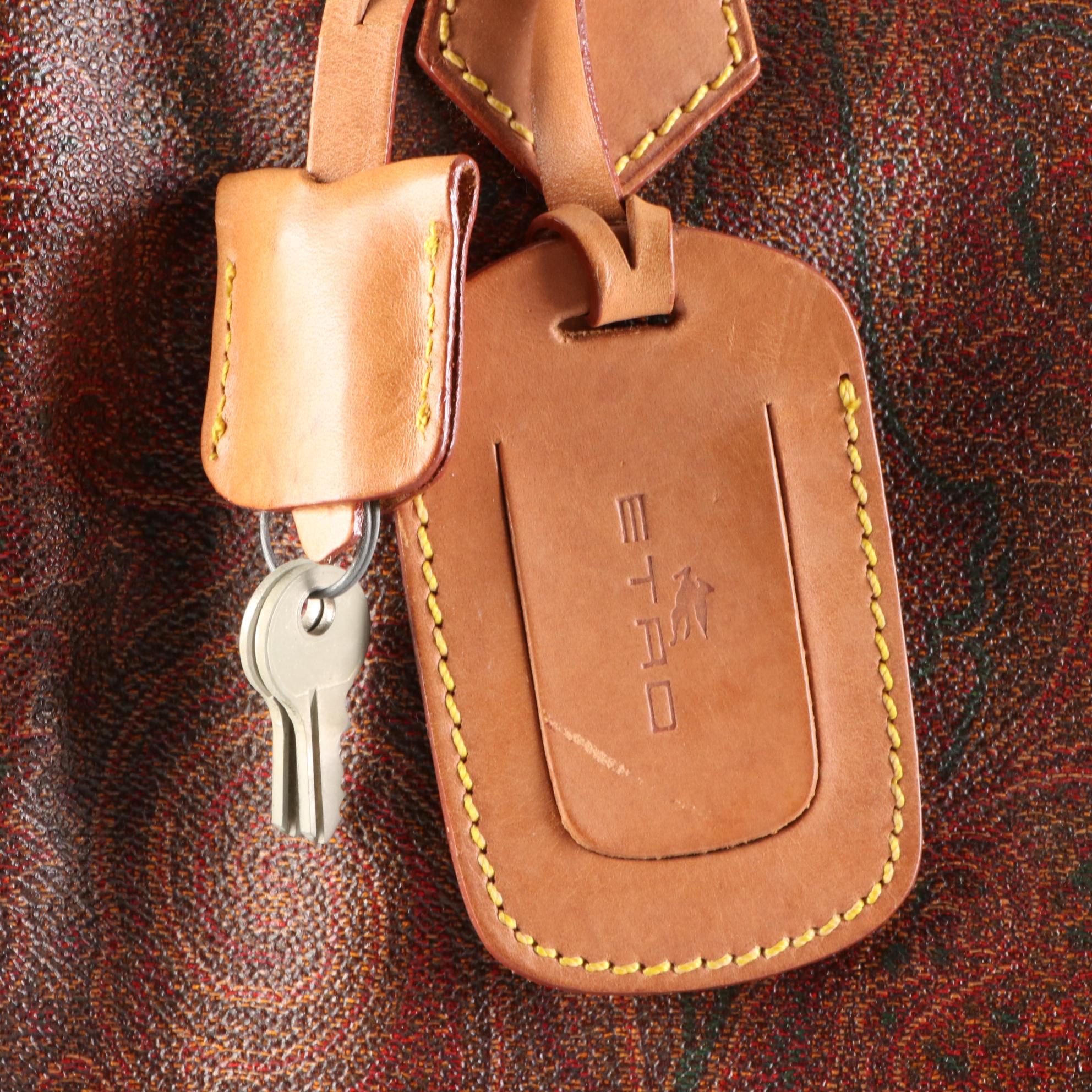 ETRO Boston Handbag in Paisley Coated Canvas and Leather