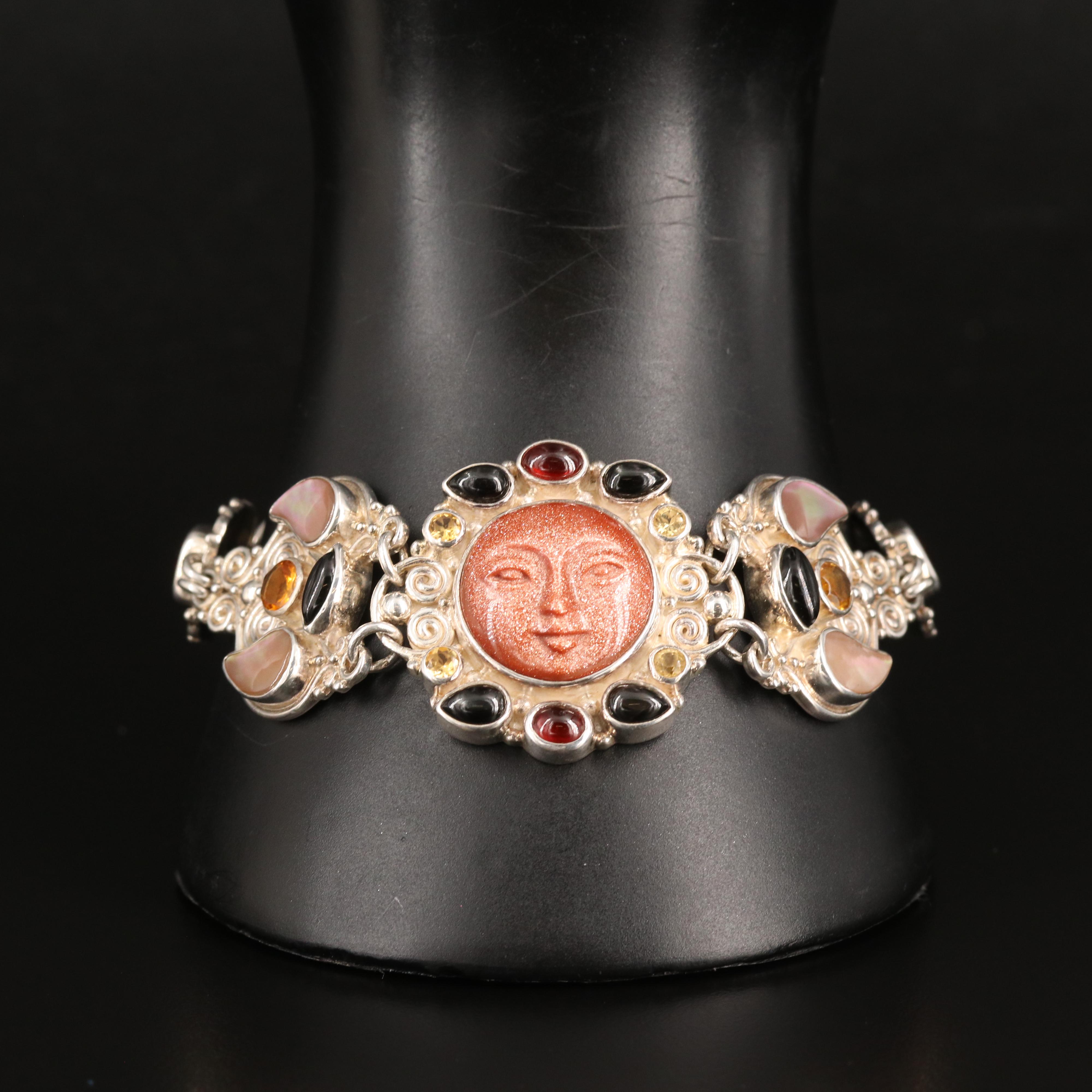 Sajen Sterling Mother-of-Pearl and Gemstone Bracelet