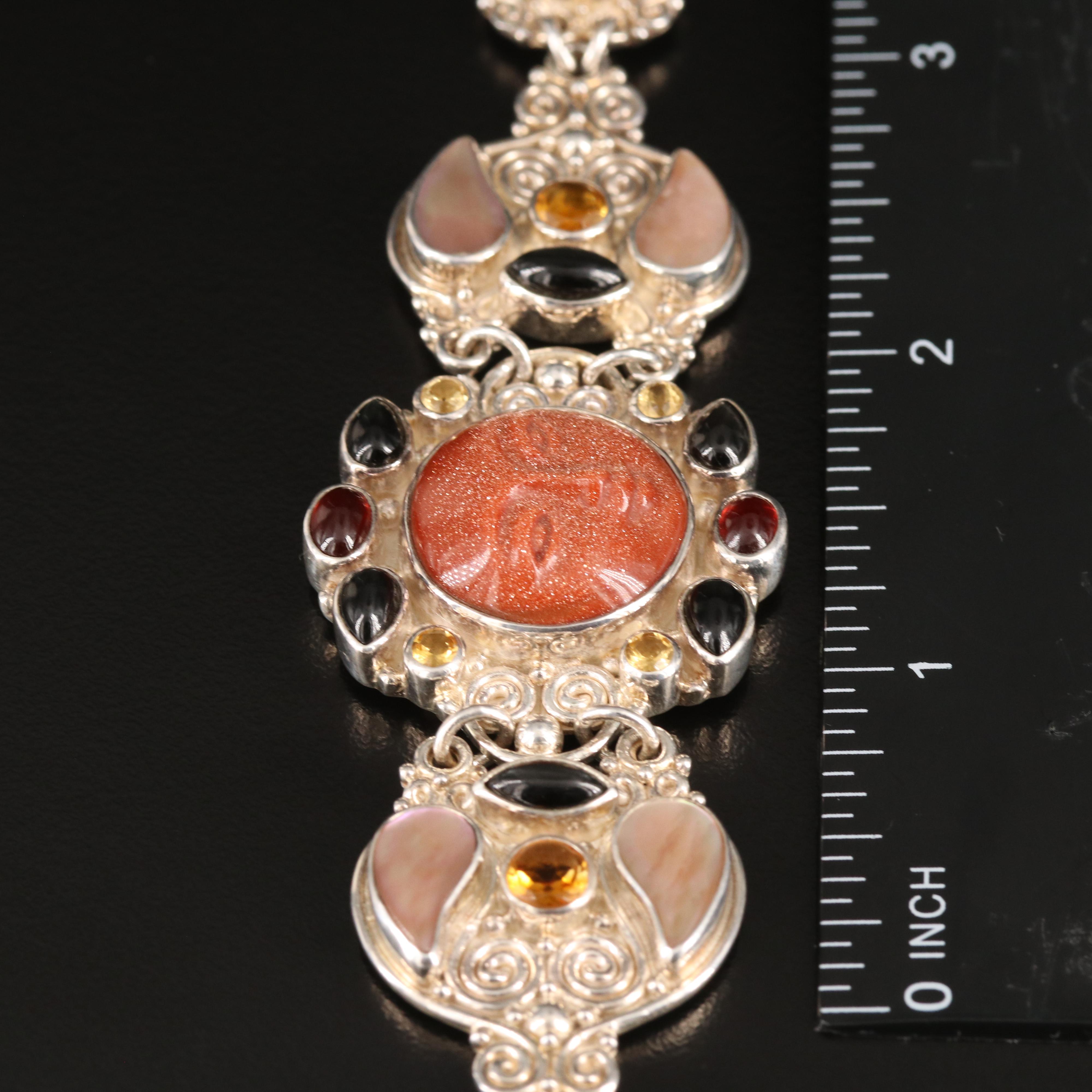 Sajen Sterling Mother-of-Pearl and Gemstone Bracelet