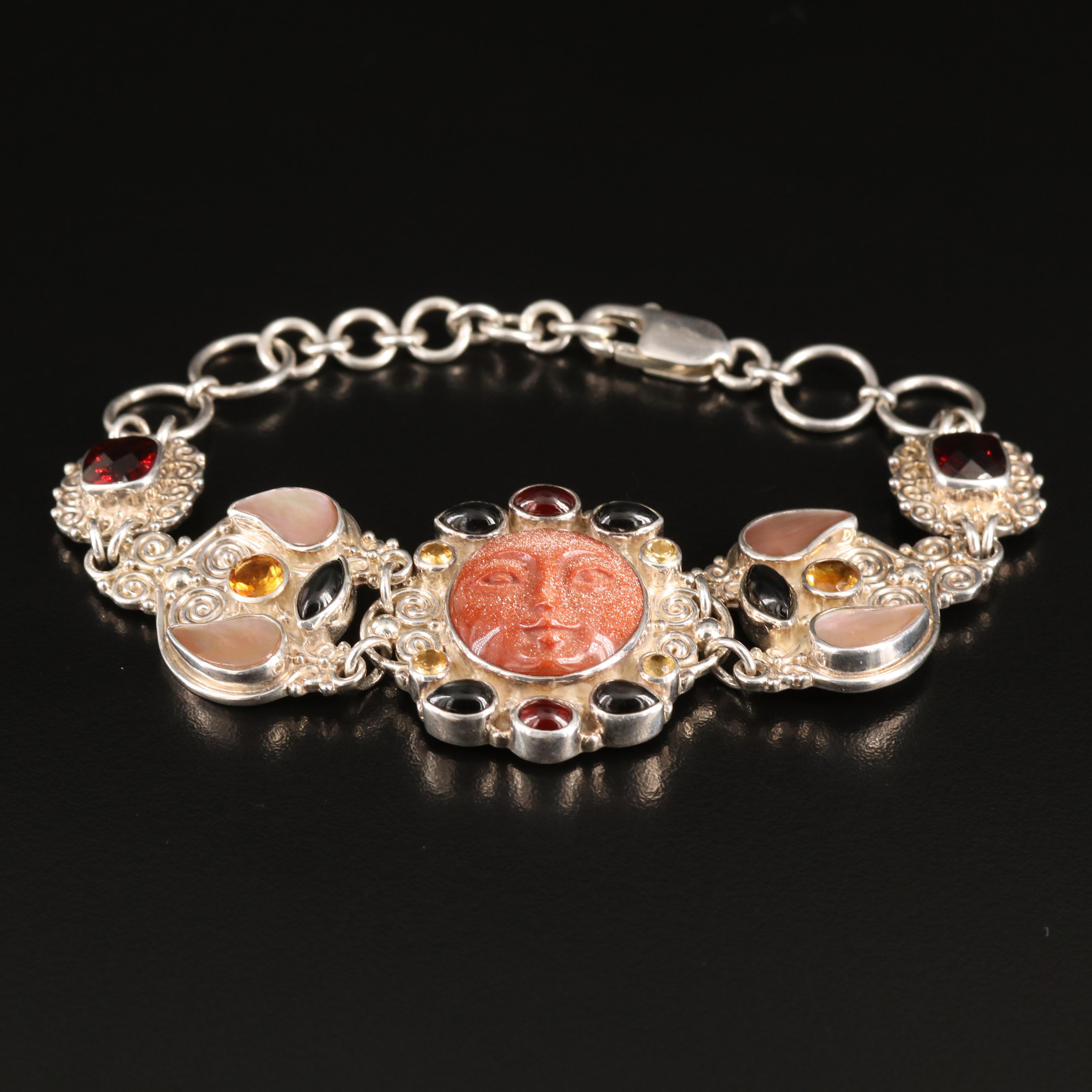 Sajen Sterling Mother-of-Pearl and Gemstone Bracelet