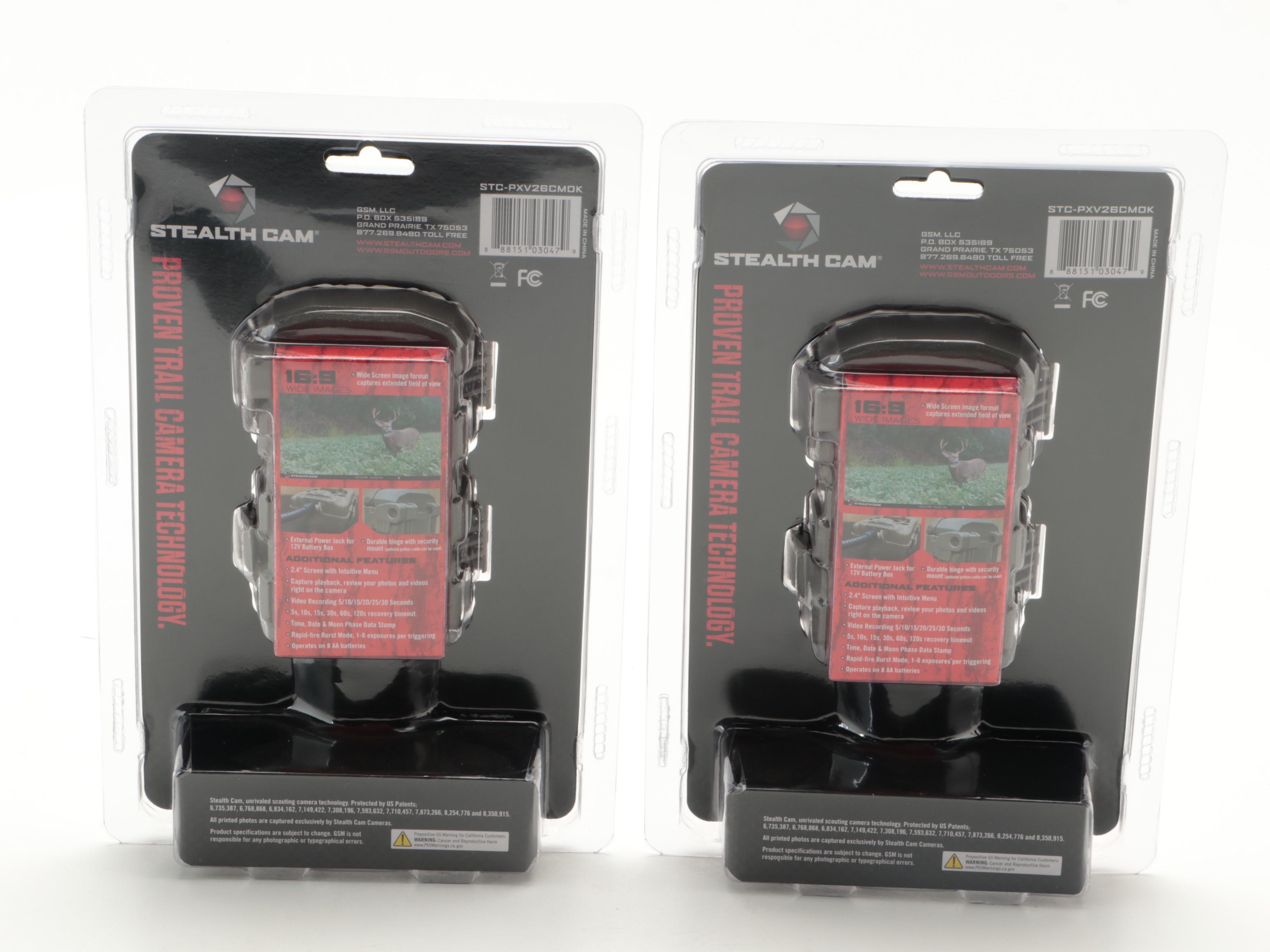 Two Stealth Cam PXV26 Infrared Trail Camera Kits With Muddy SD Card Reader