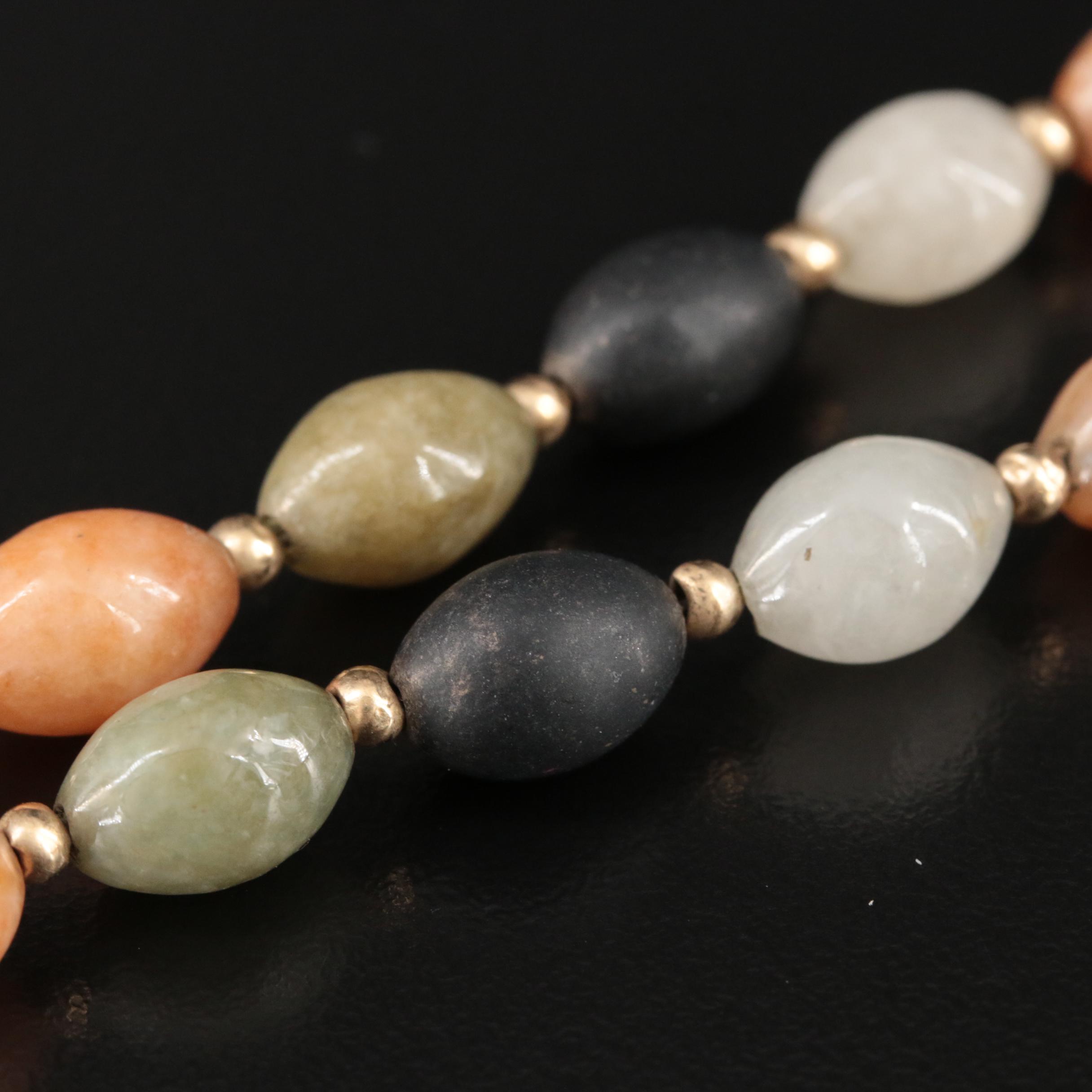 Jadeite, Black Onyx and Glass Beaded Necklaces