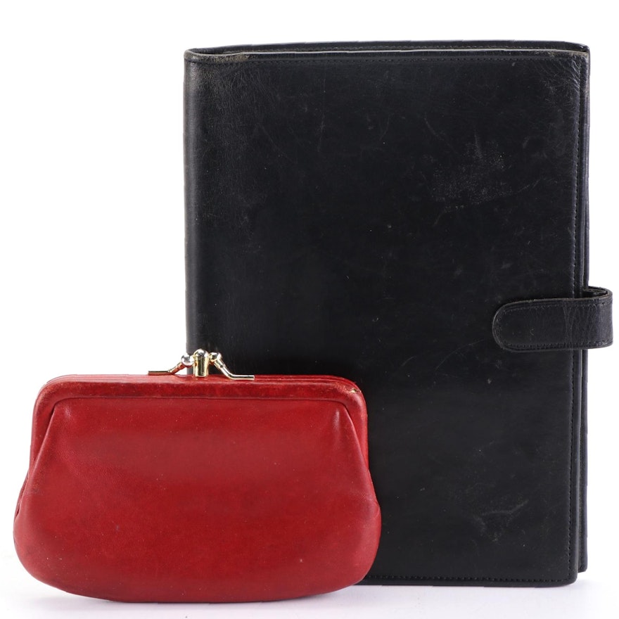 Coach Double-Kisslock Coin Purse and Notepad/Agenda Cover in Leather