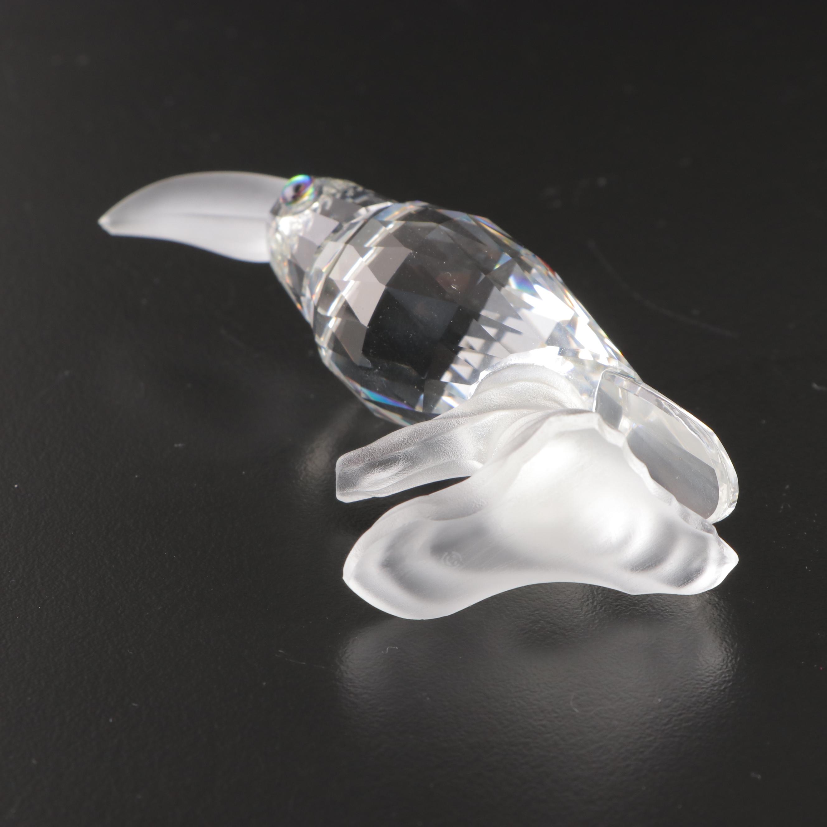 Swarovski Crystal Toucan and Parrot Figurines