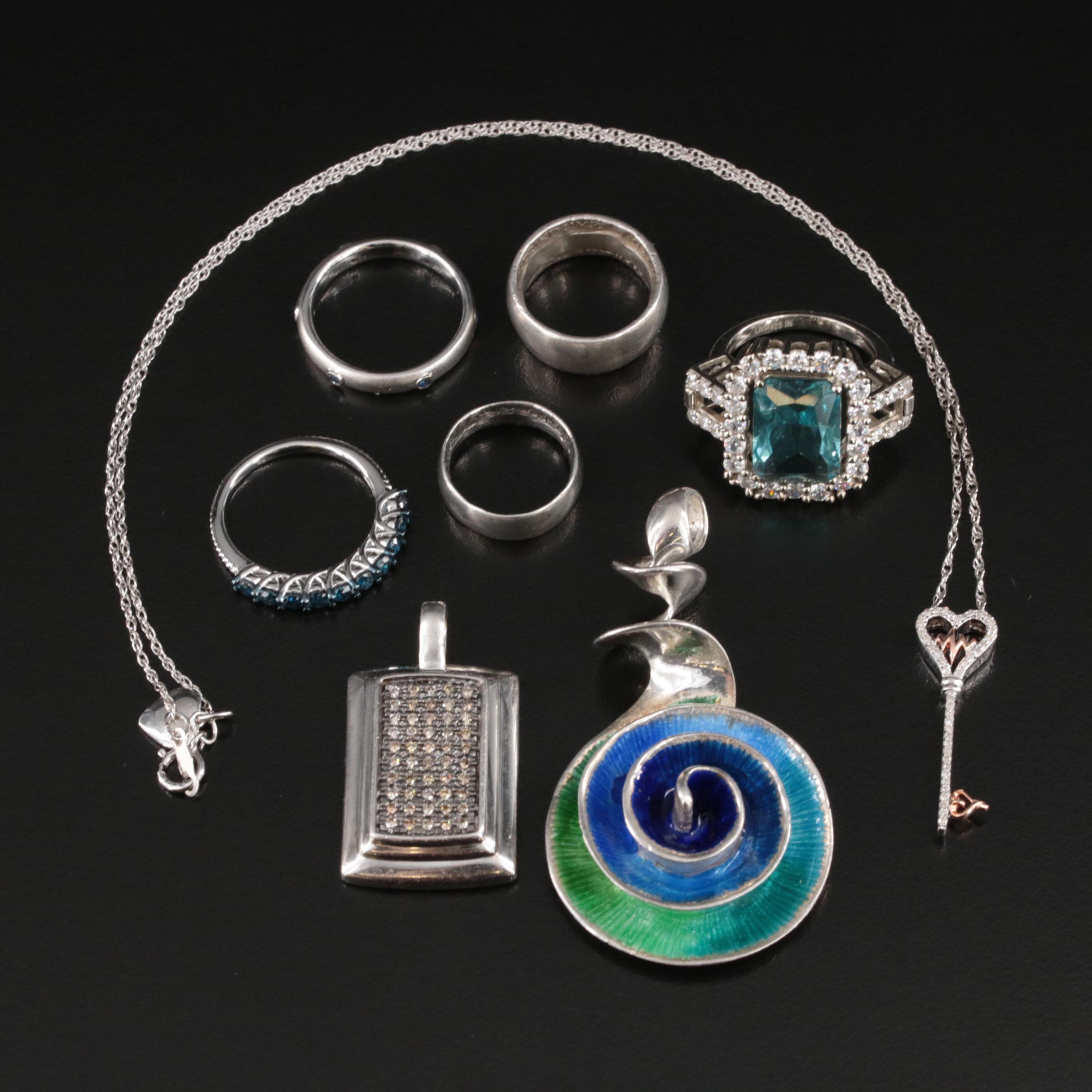 Silpada and Austrian Coin Ring Featured in Jewelry Grouping Including Diamond