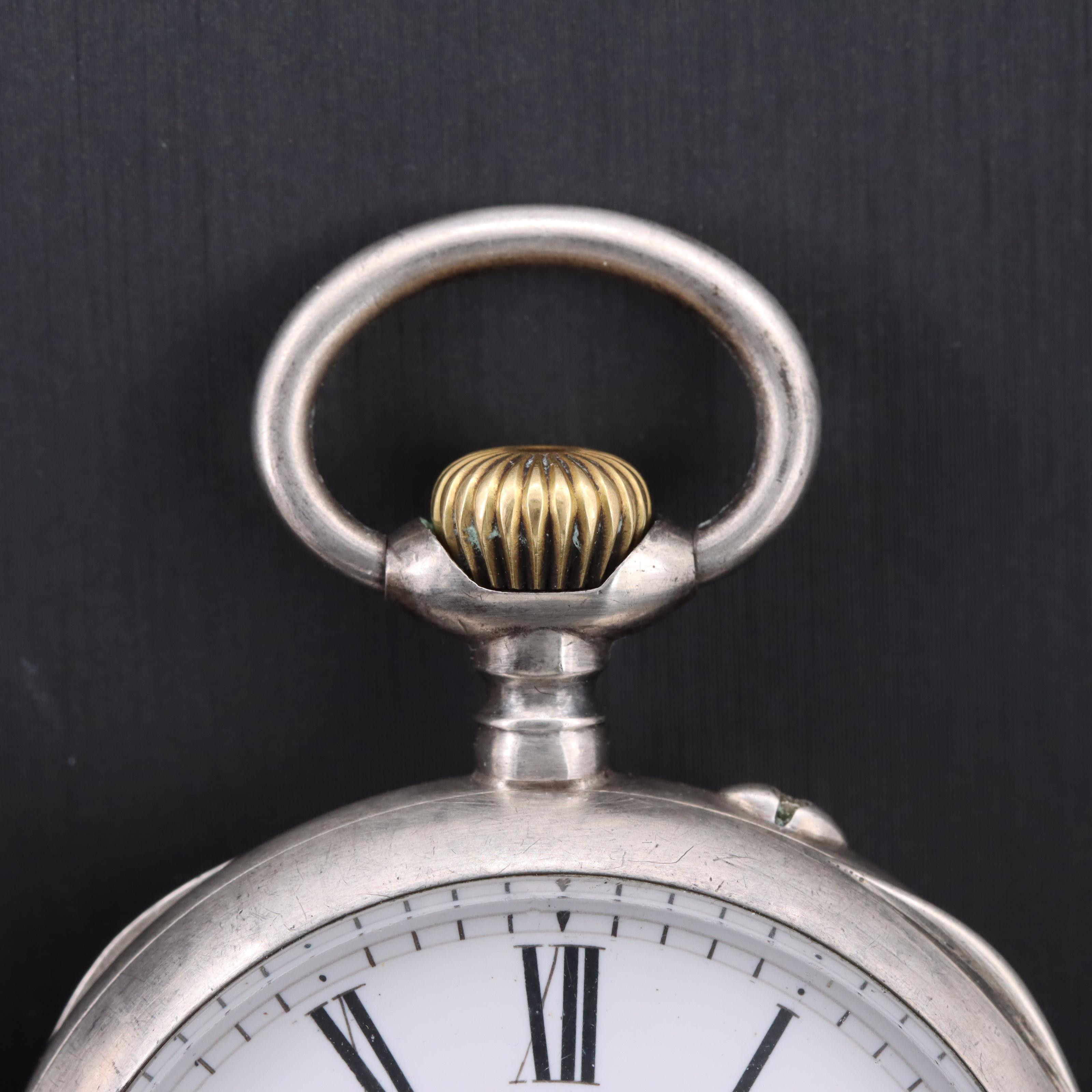 Pair of 800 Silver European Pocket Watches Featuring Zenith