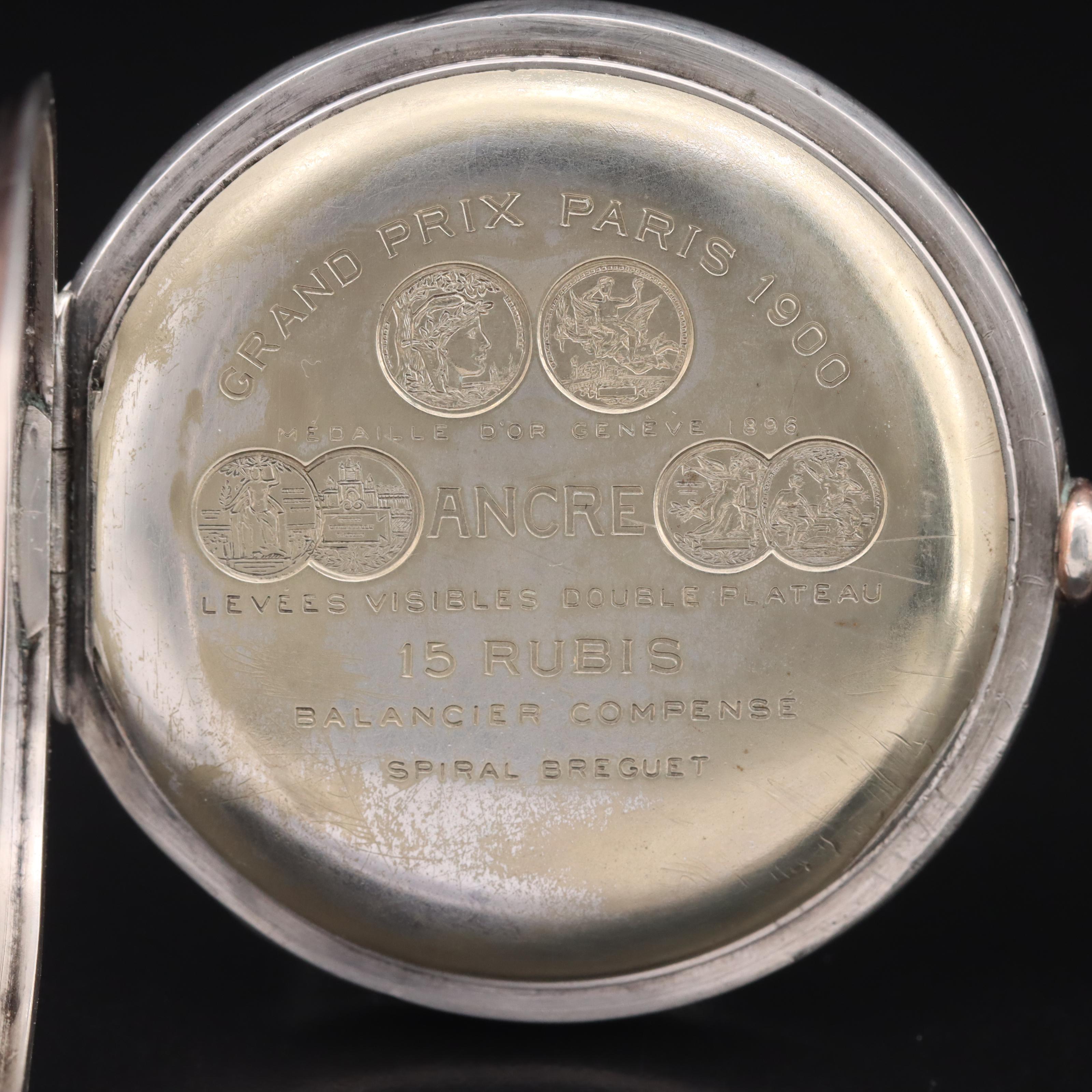 Pair of 800 Silver European Pocket Watches Featuring Zenith