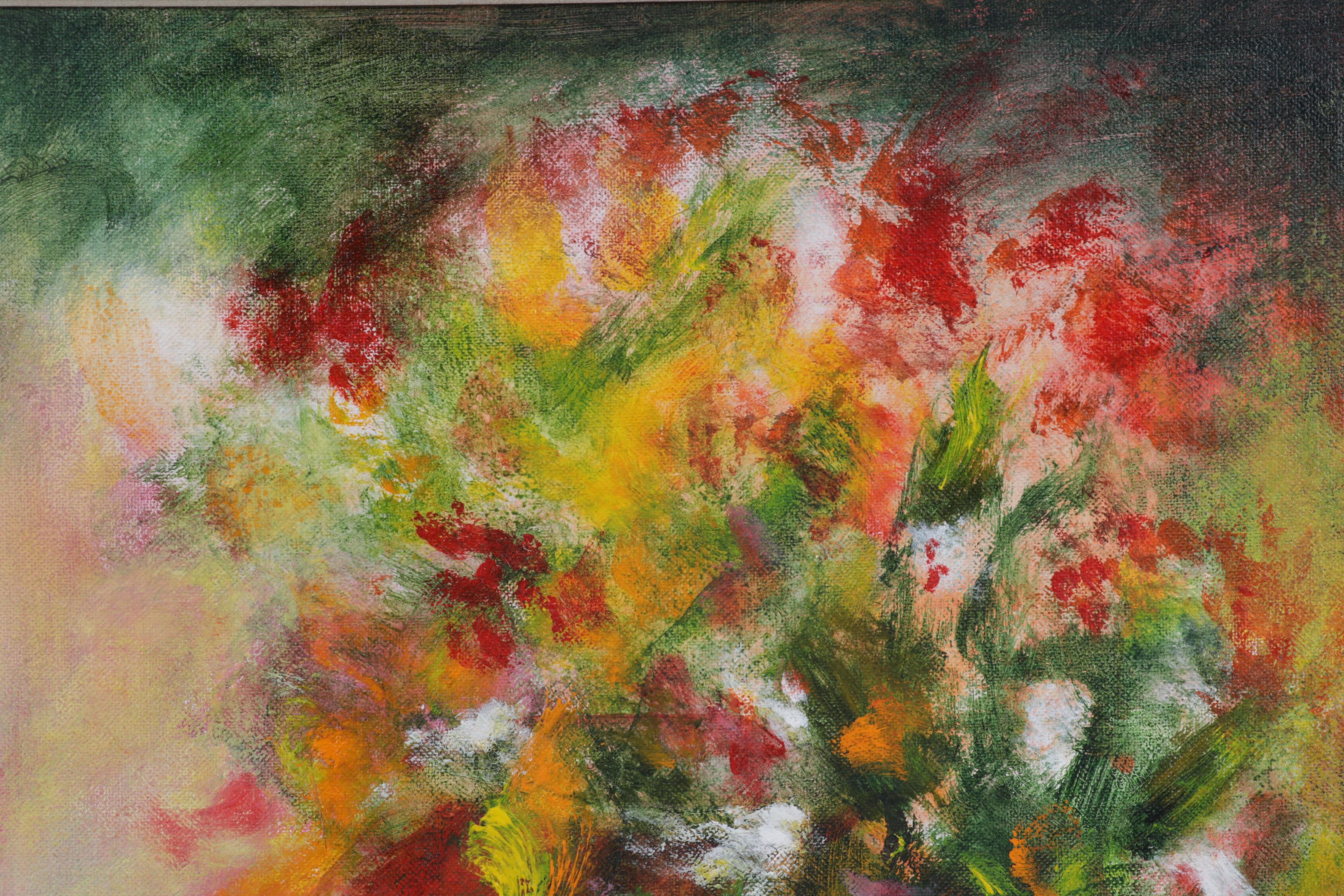 Harry Schwartz Acrylic Painting "Flowers," Late 20th Century