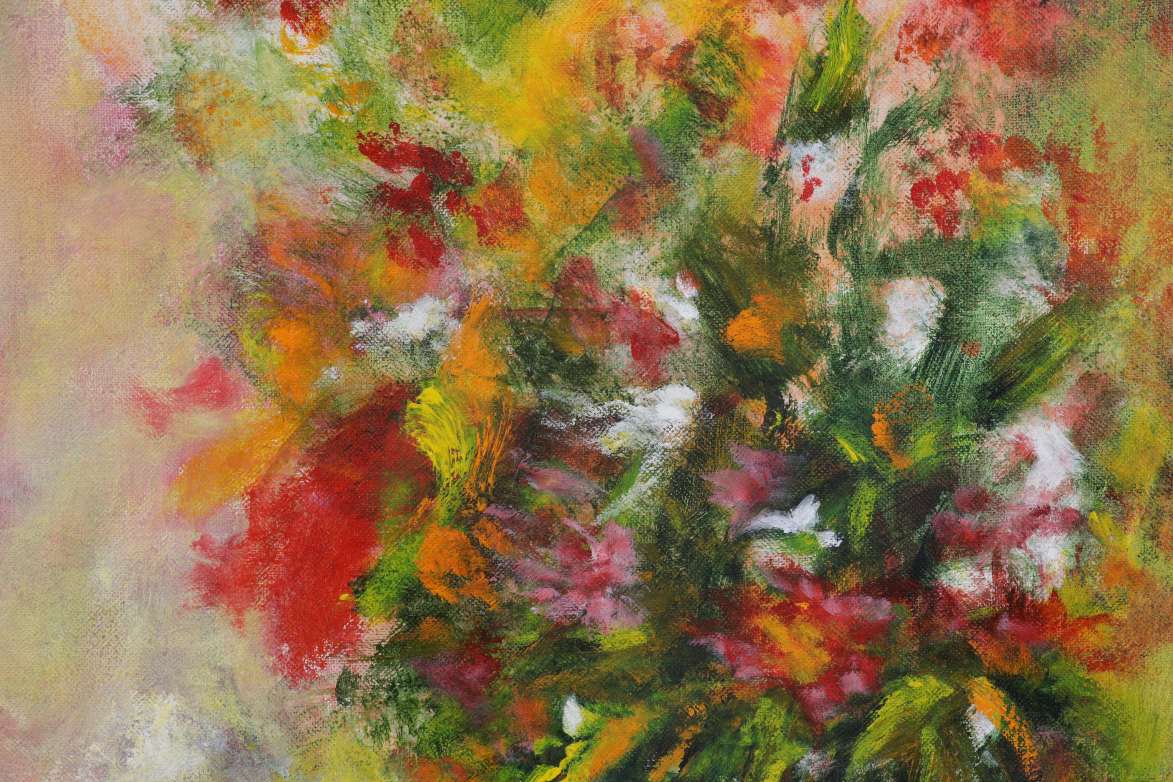 Harry Schwartz Acrylic Painting "Flowers," Late 20th Century