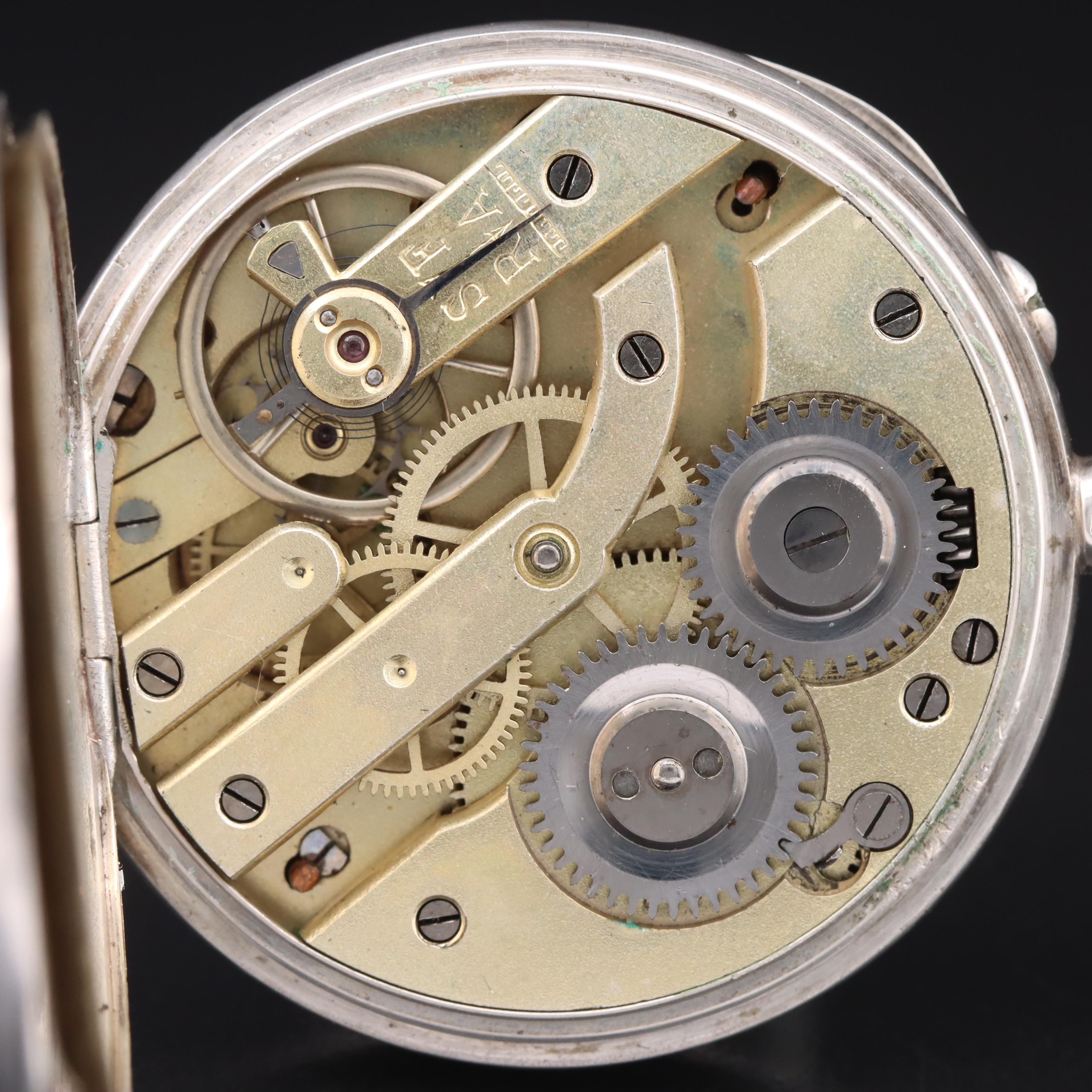 Pair of 800 Silver European Pocket Watches Featuring Zenith