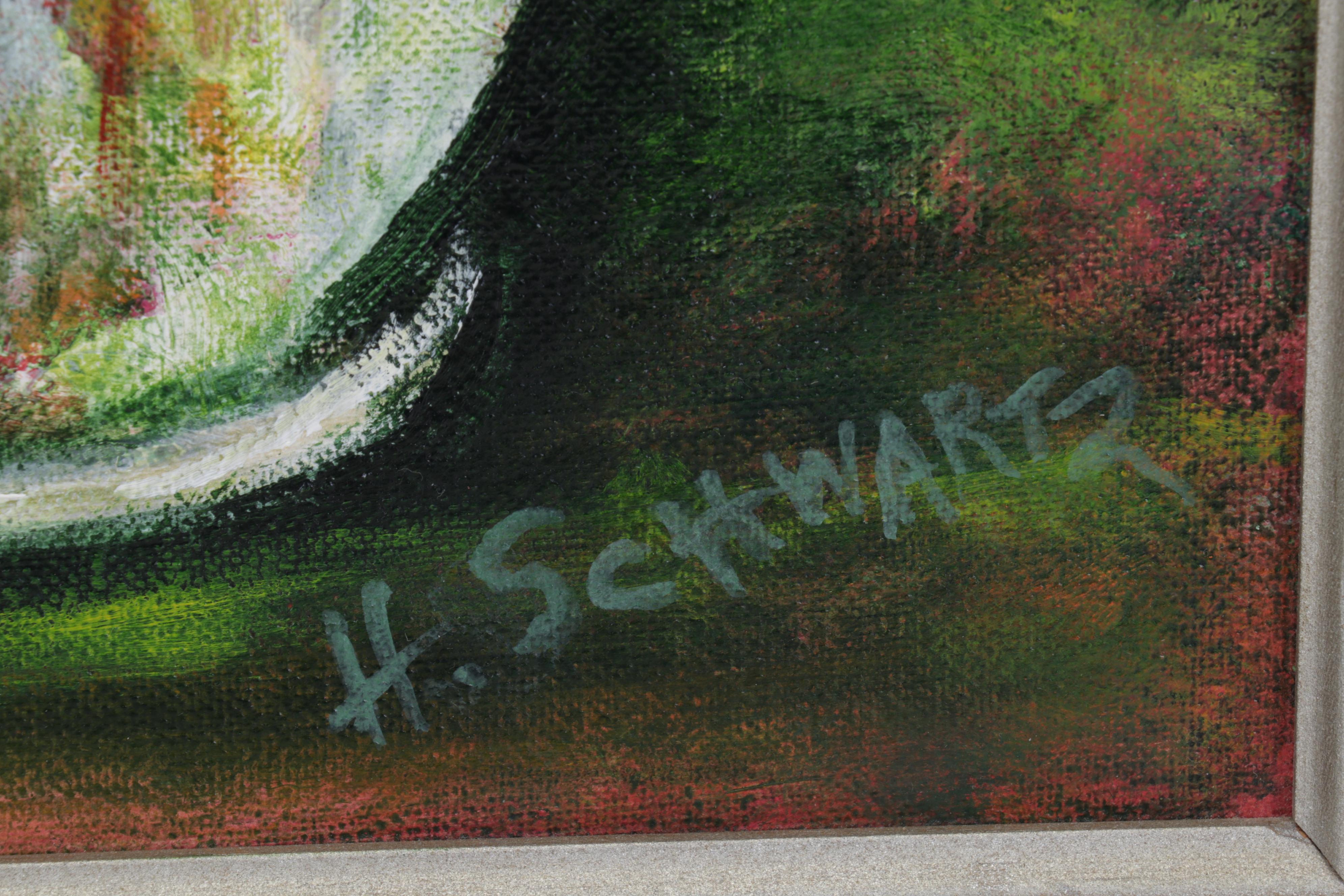 Harry Schwartz Acrylic Painting "Flowers," Late 20th Century