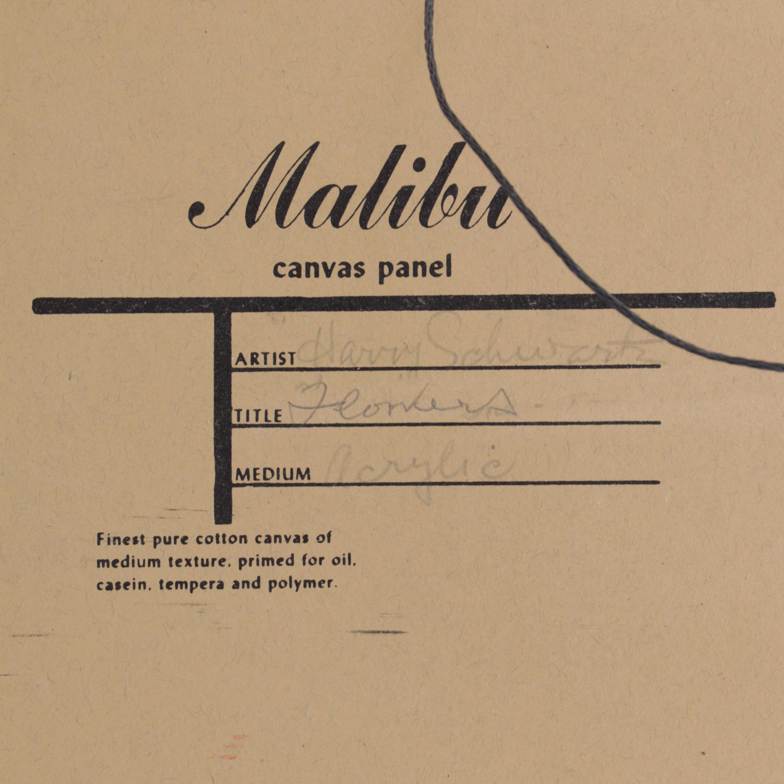 Harry Schwartz Acrylic Painting "Flowers," Late 20th Century