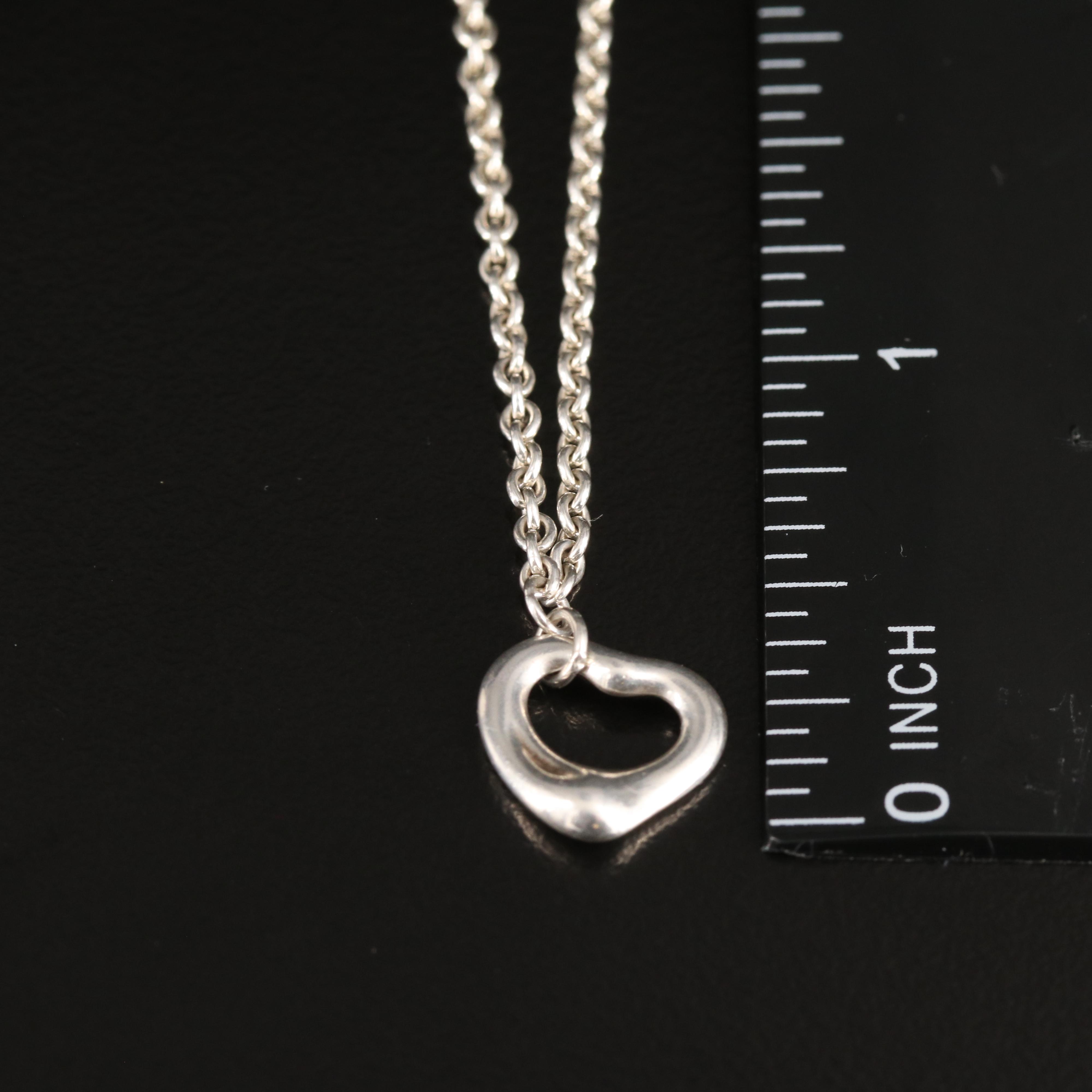 Tiffany & Co. Sterling Open Heart Charm Bracelet