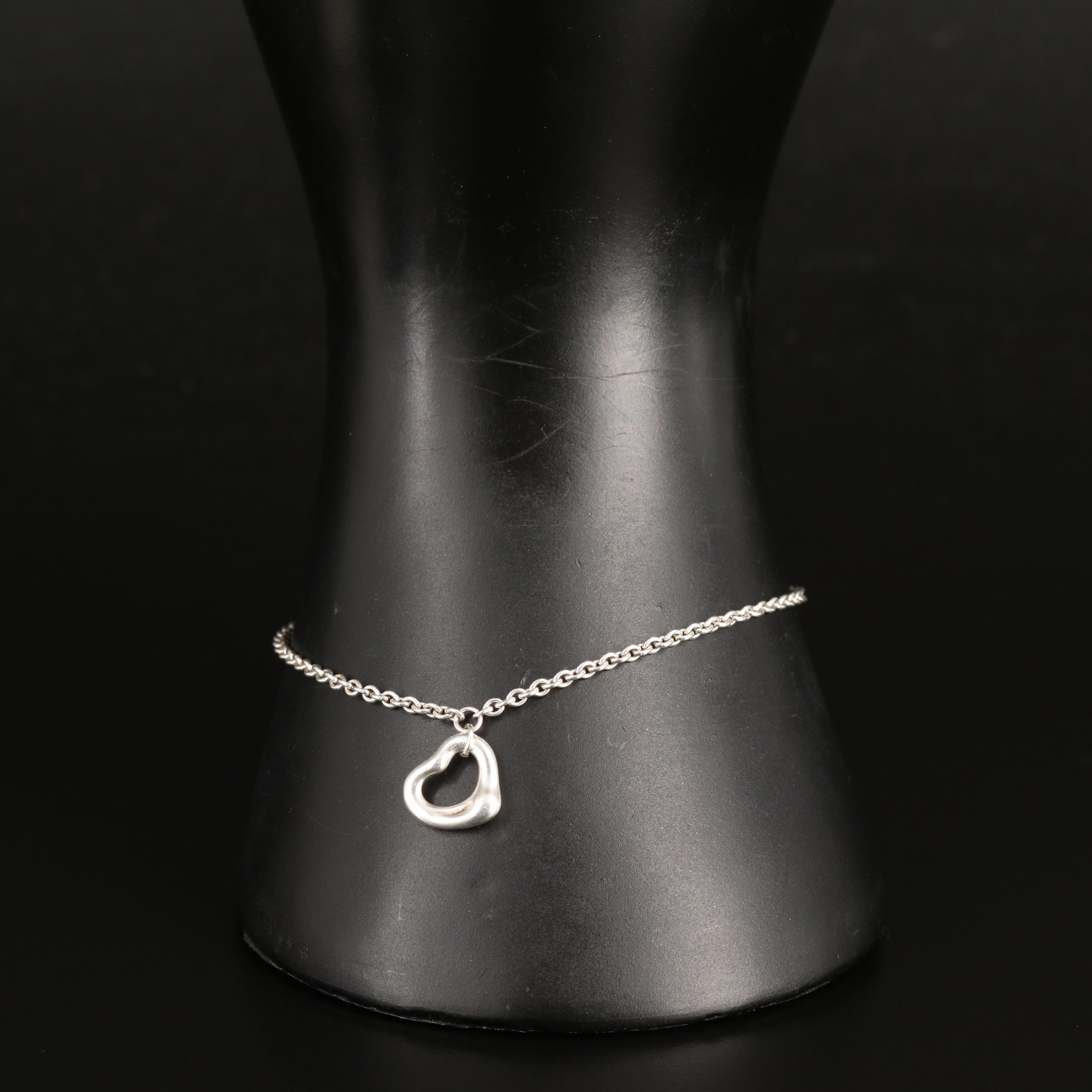 Tiffany & Co. Sterling Open Heart Charm Bracelet