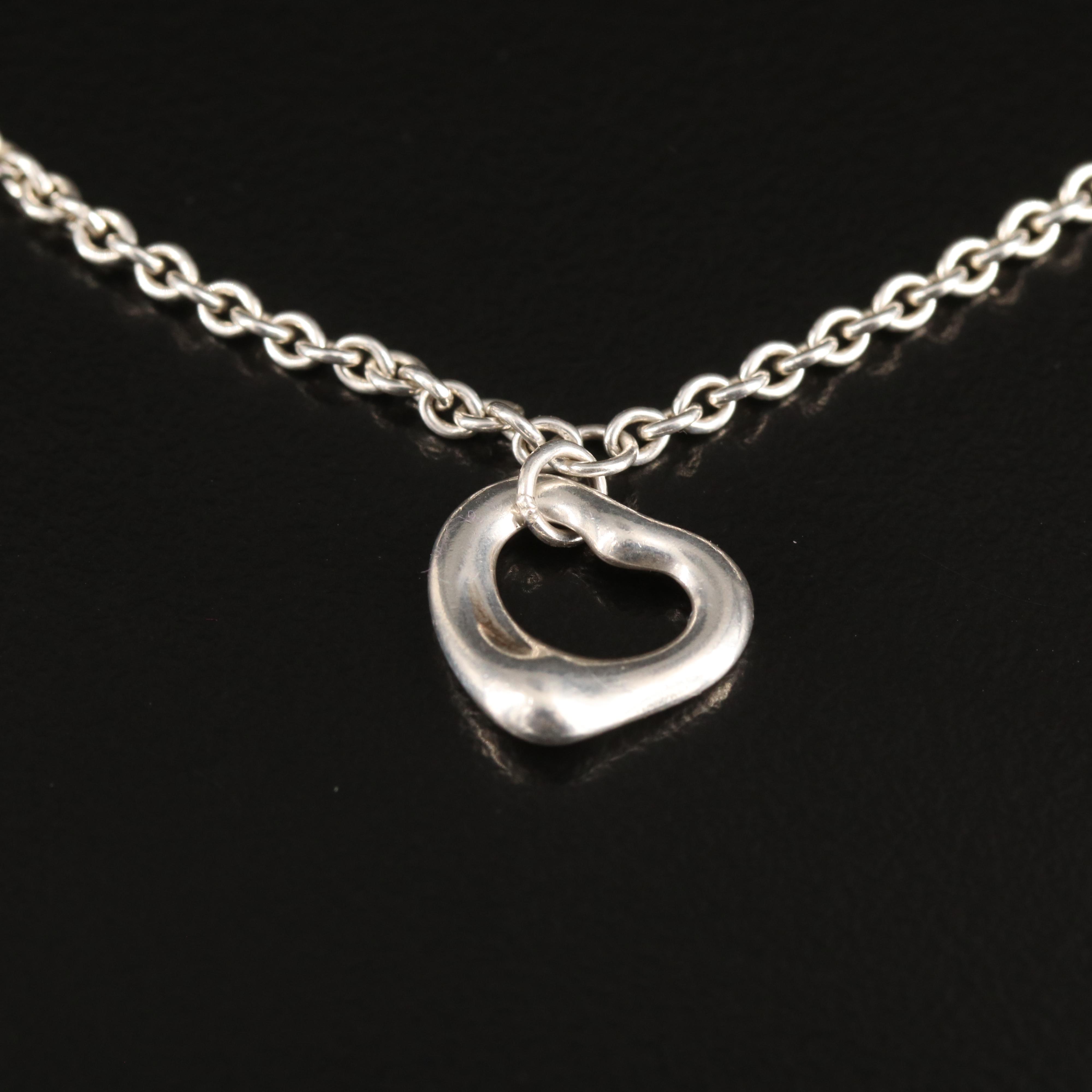Tiffany & Co. Sterling Open Heart Charm Bracelet