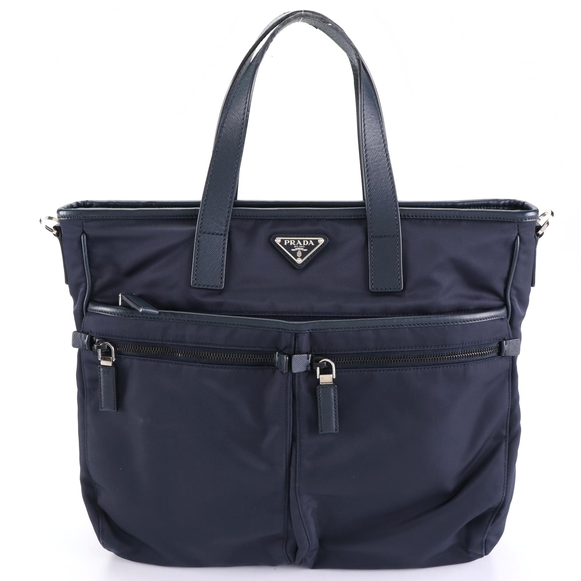 Prada Two-Way Tote Bag in Tessuto Nylon and Saffiano Leather