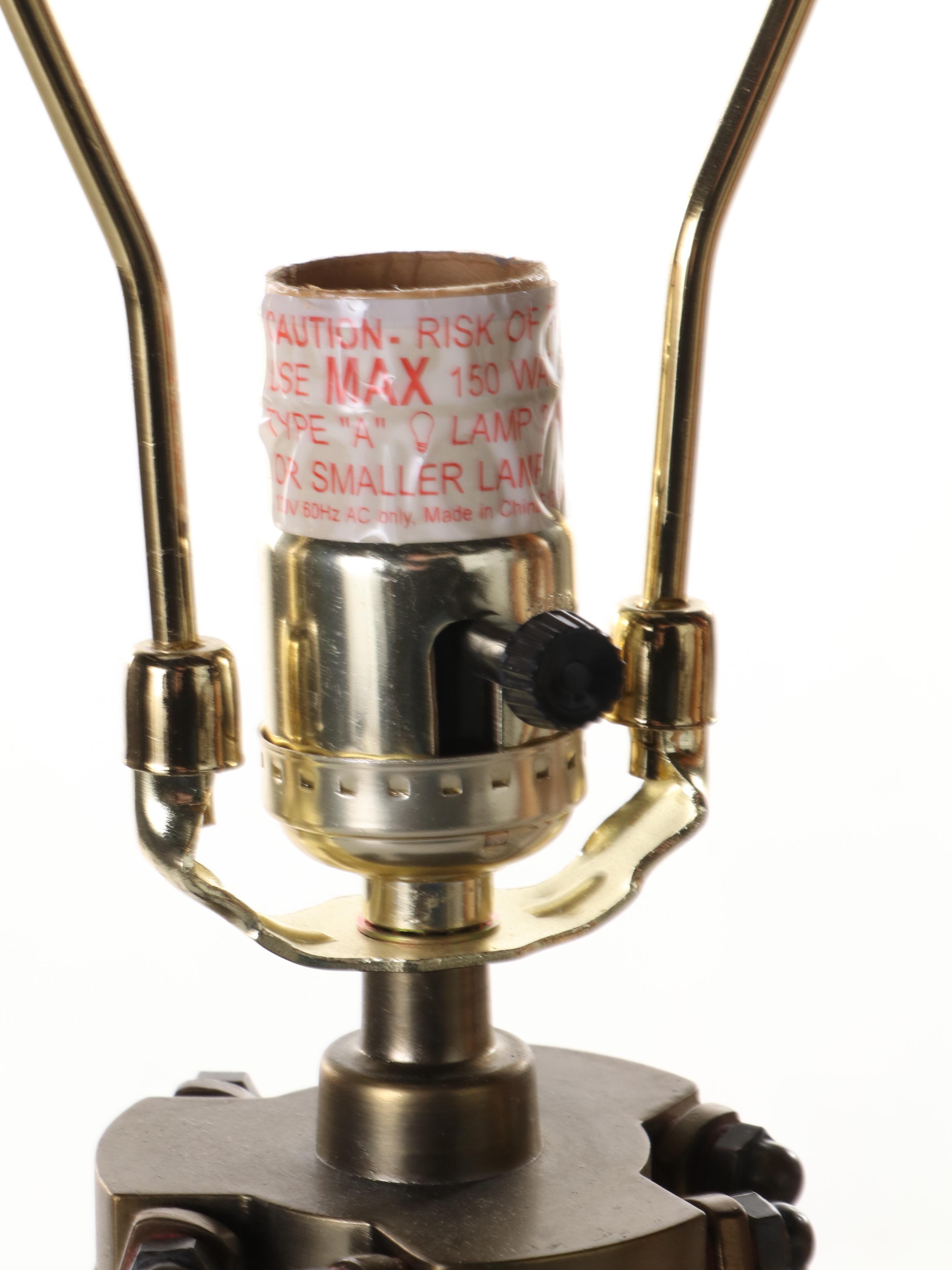 Wood and Brass Surveyor's Tools Tripod Adjustable Floor and Table Lamps