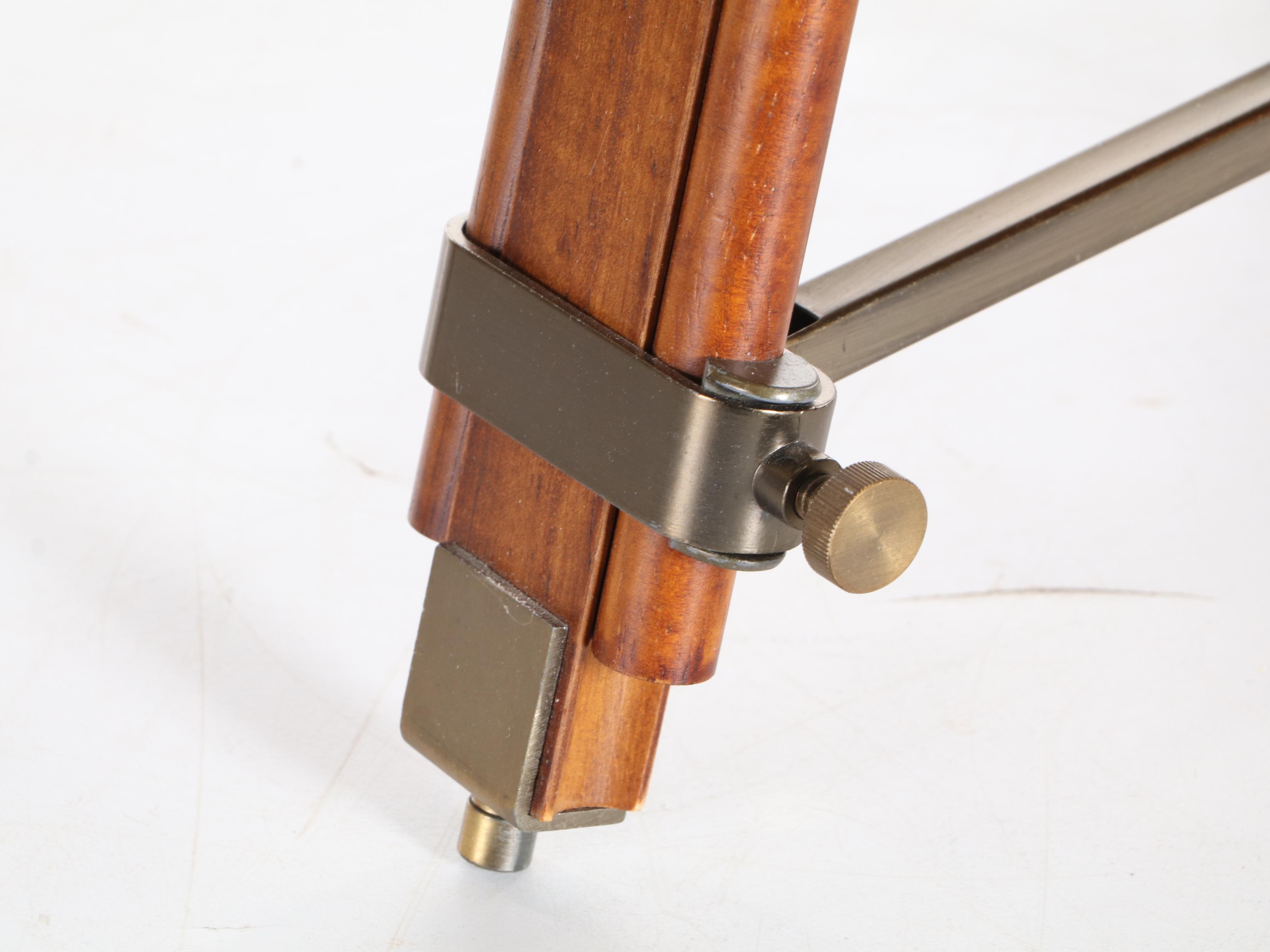 Wood and Brass Surveyor's Tools Tripod Adjustable Floor and Table Lamps