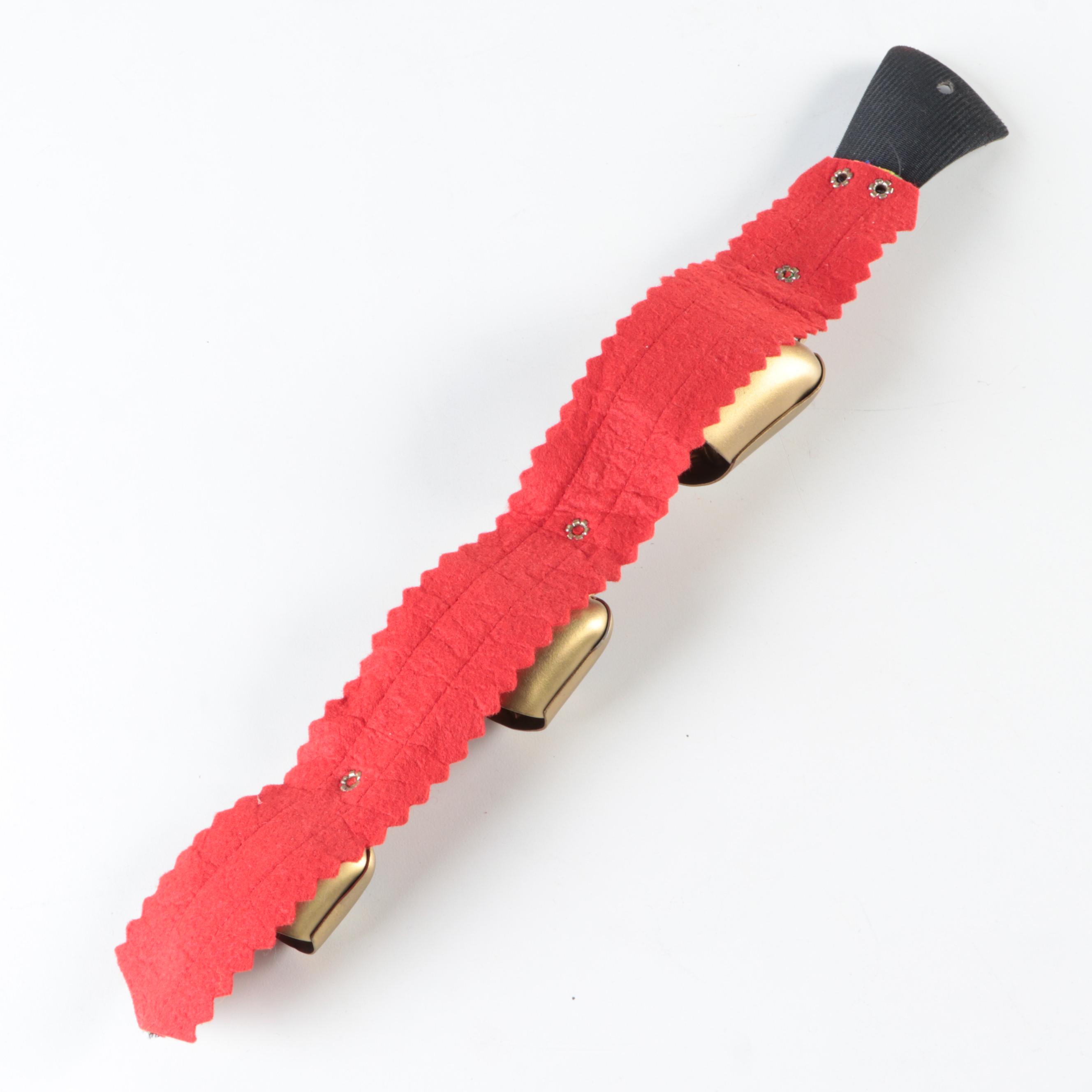 Hand Painted Swiss Souvenir Cowbells on Embroidered Staps