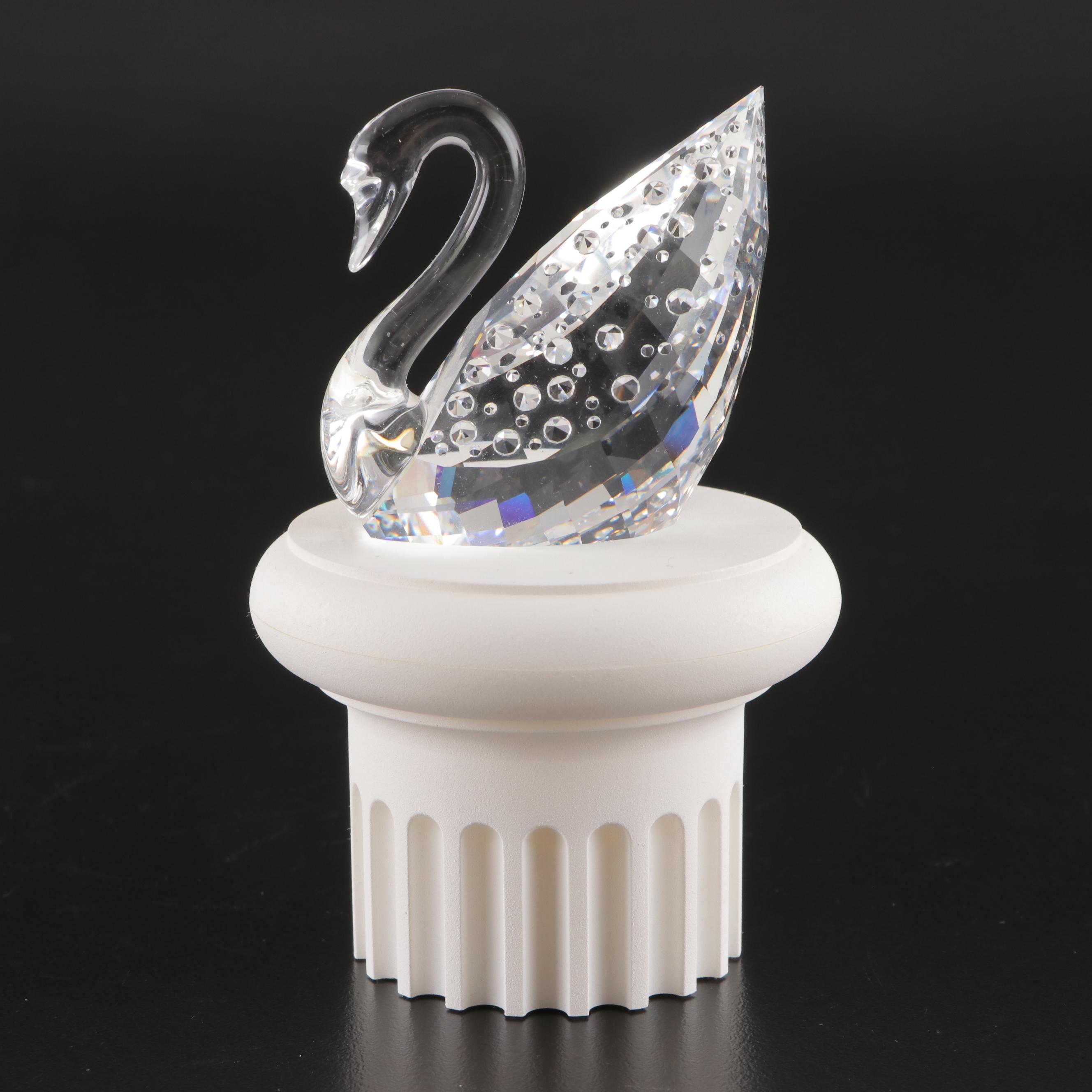 Swarovski Crystal Swan, Orchid, and Hummingbird Figurines