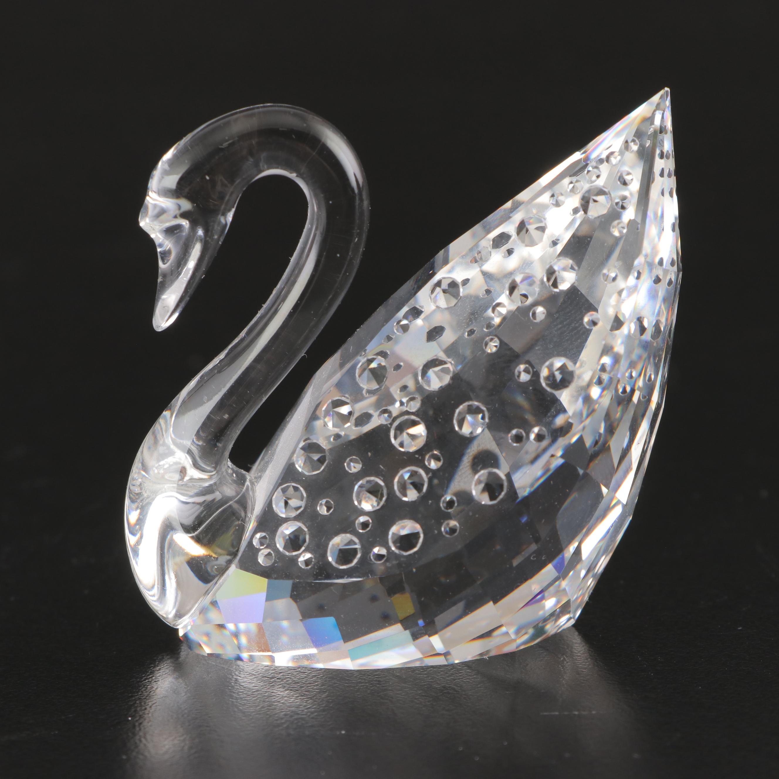 Swarovski Crystal Swan, Orchid, and Hummingbird Figurines