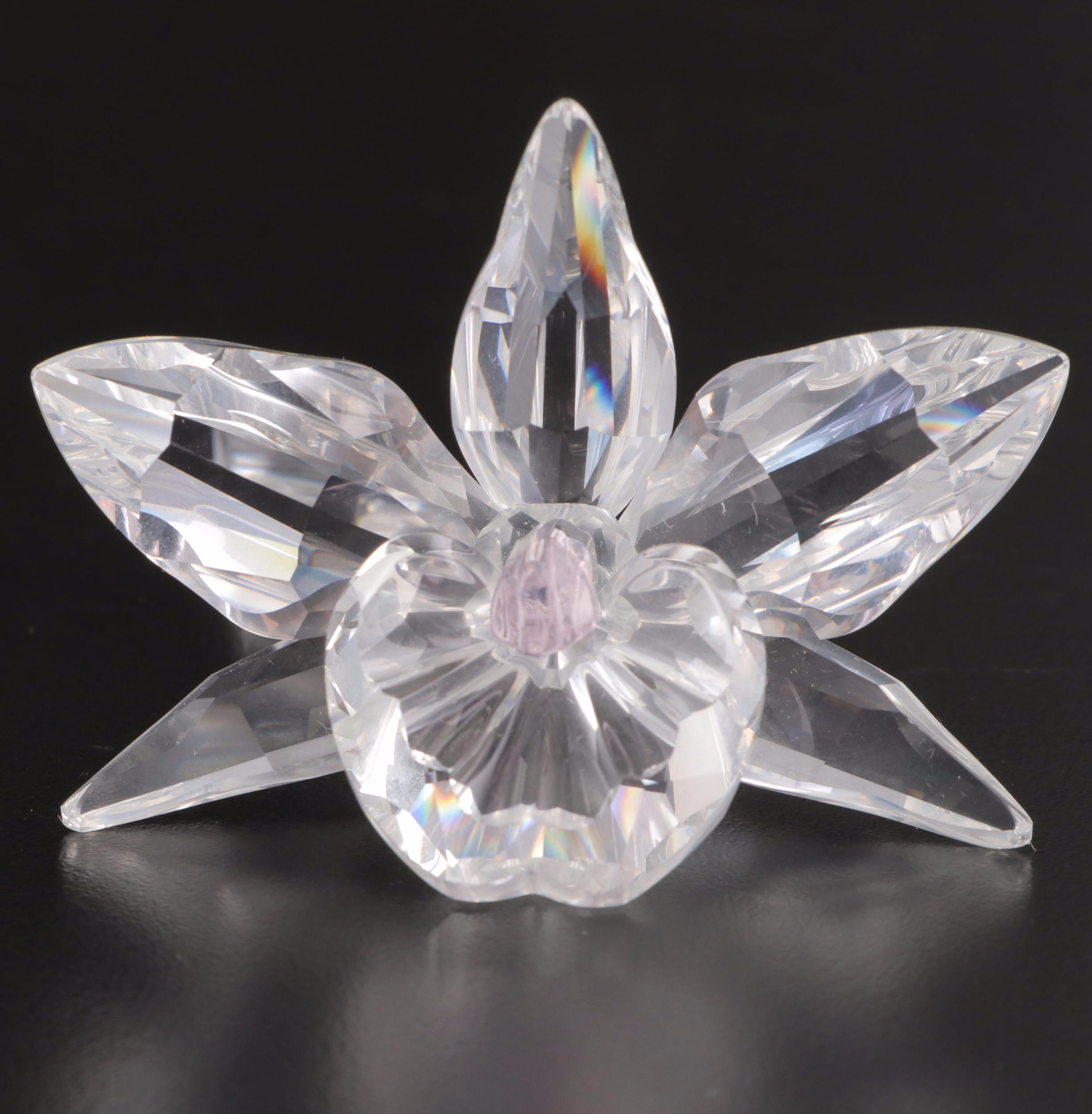 Swarovski Crystal Swan, Orchid, and Hummingbird Figurines