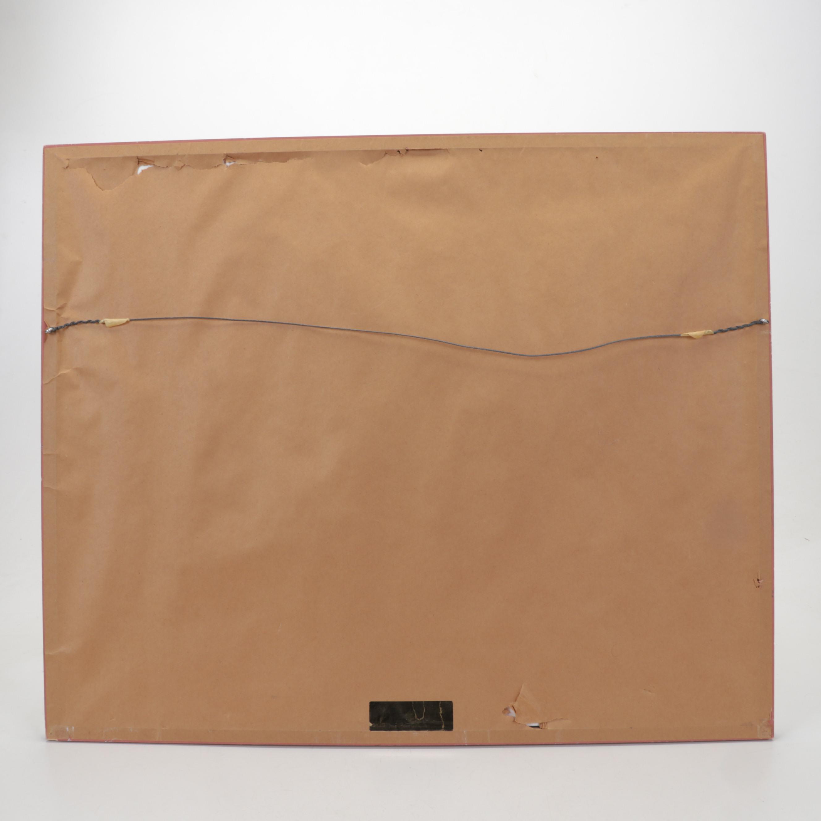 Egyptian Inspired Gouache and Ink Painting of Archer Hunting From Chariot