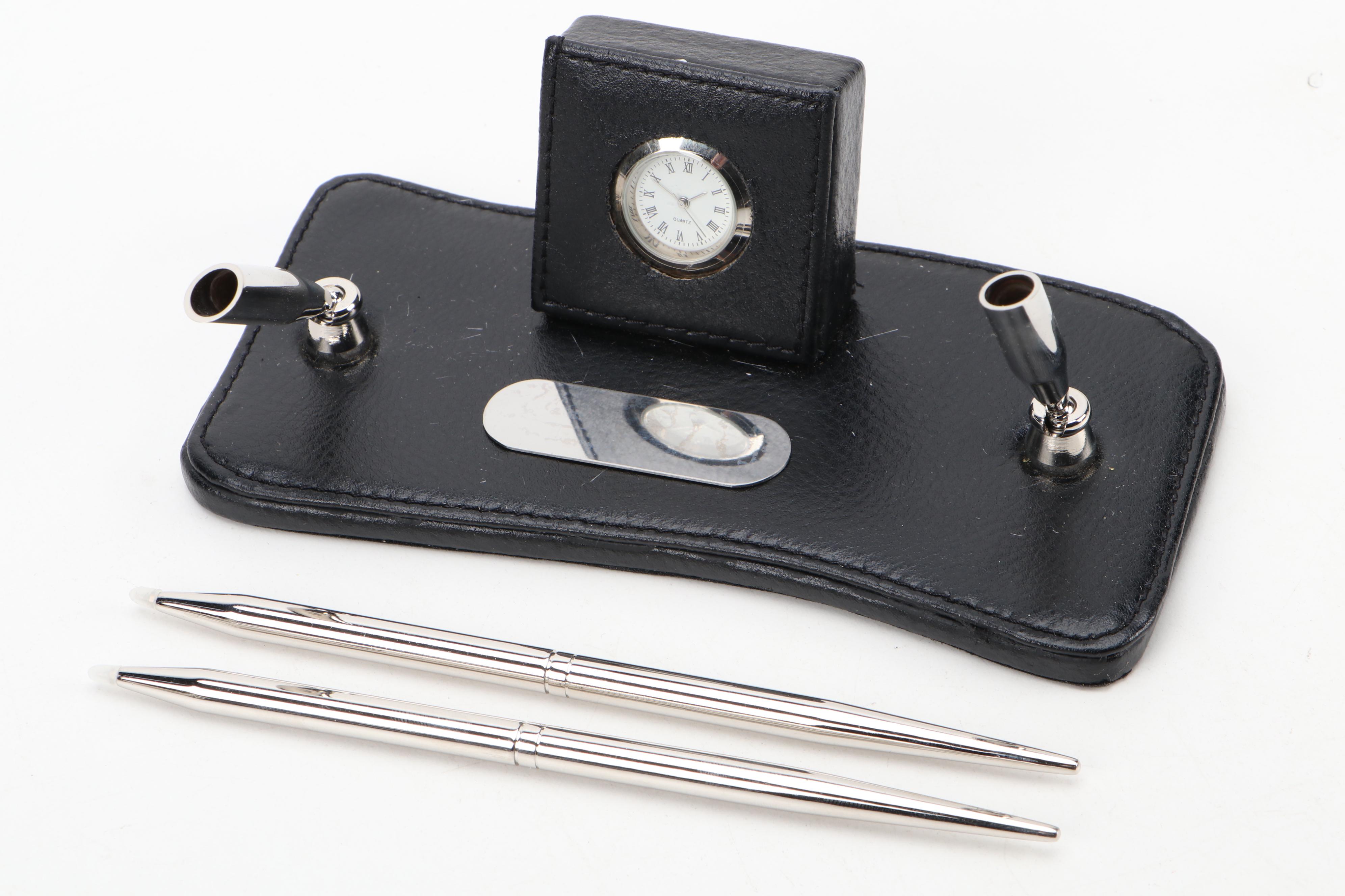 Motorcycle Shaped and Other Desk Clock with Desk Accessories