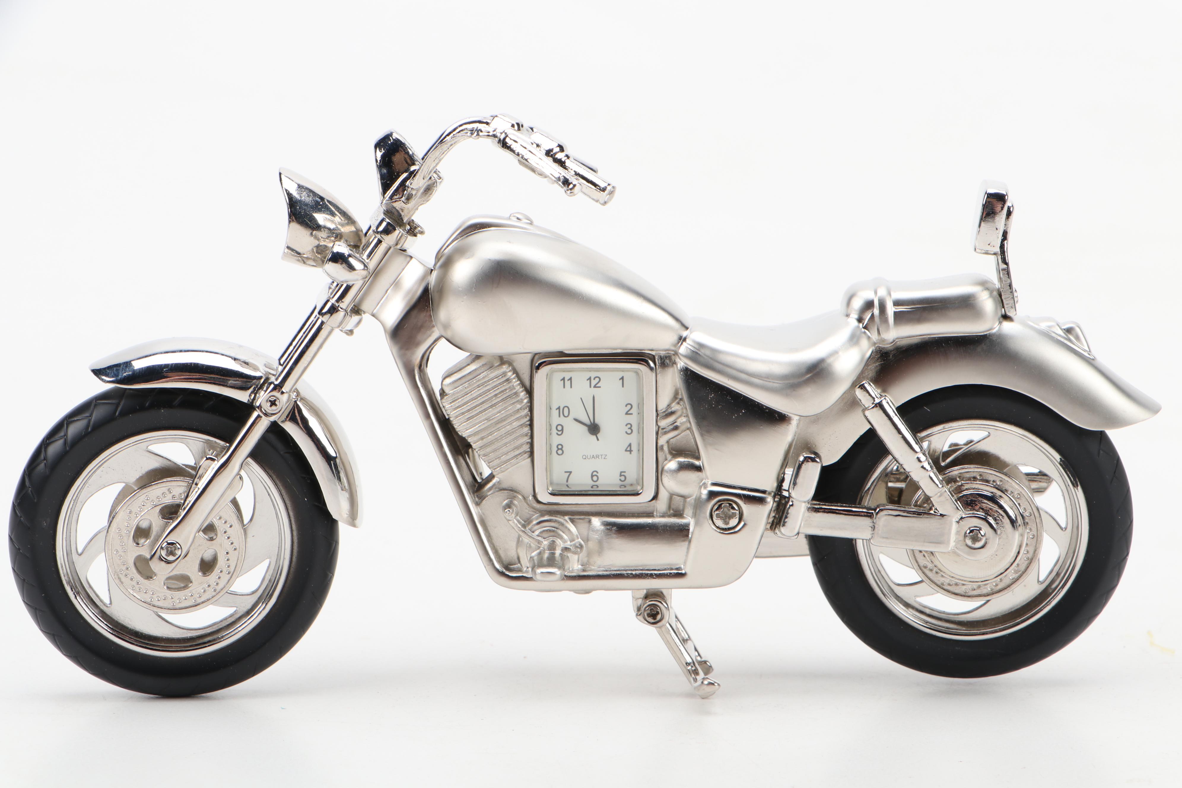 Motorcycle Shaped and Other Desk Clock with Desk Accessories