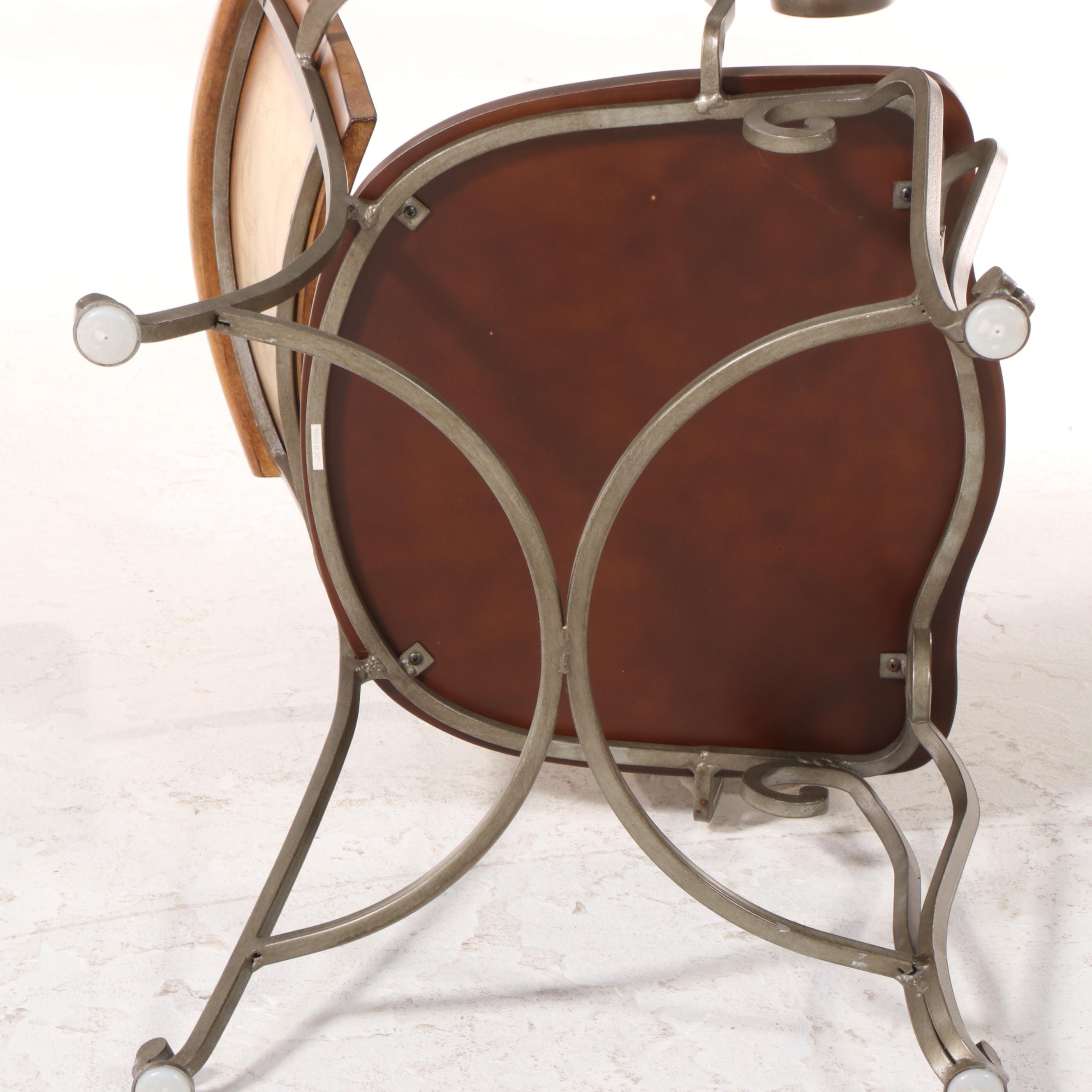 Four French Provincial Style Paint-Decorated Wood and Iron Dining Chairs