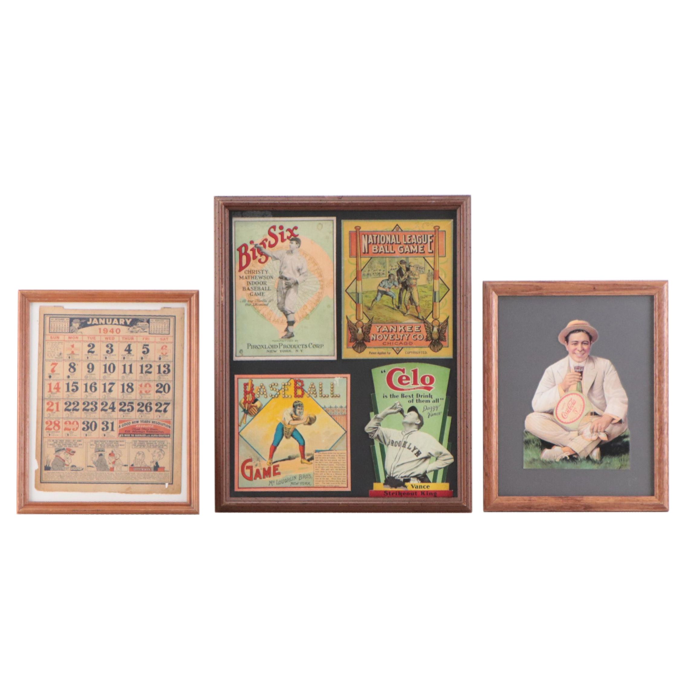 McLoughlin Bros., Other Pre-War Baseball Game Giclées, Weather Calendar, More