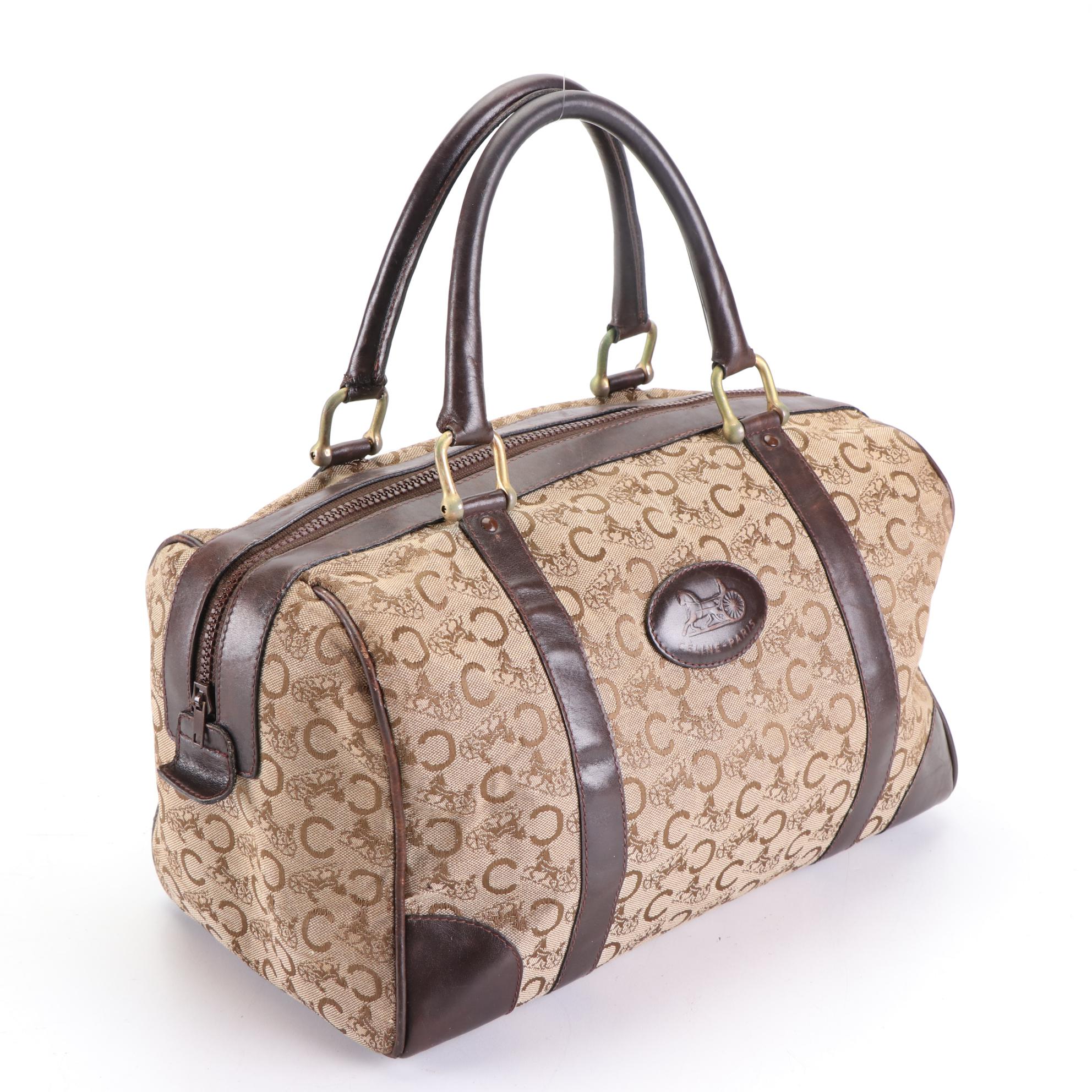 Celine Boston Bag in Signature Macadam Horse Carriage Canvas and Leather