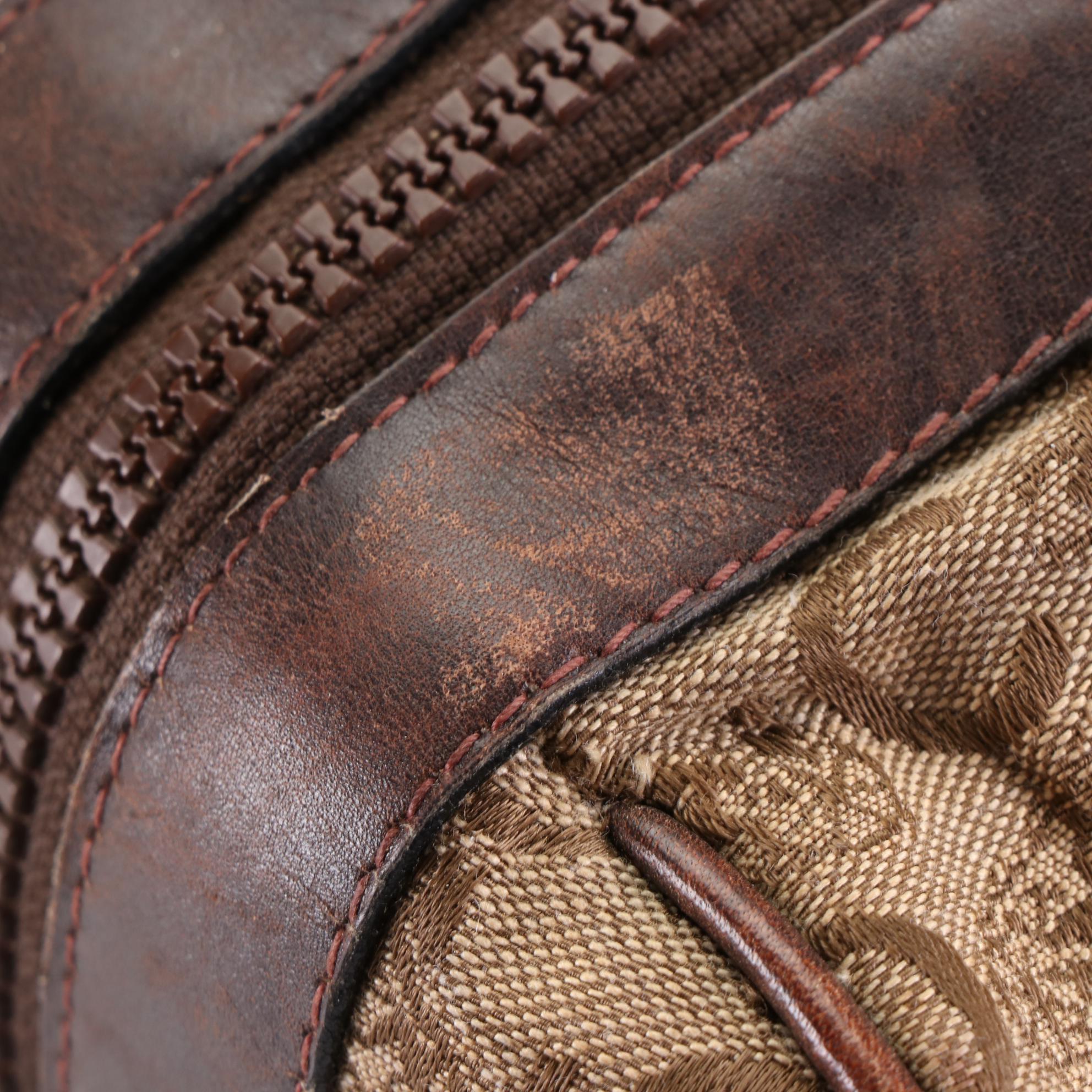 Celine Boston Bag in Signature Macadam Horse Carriage Canvas and Leather