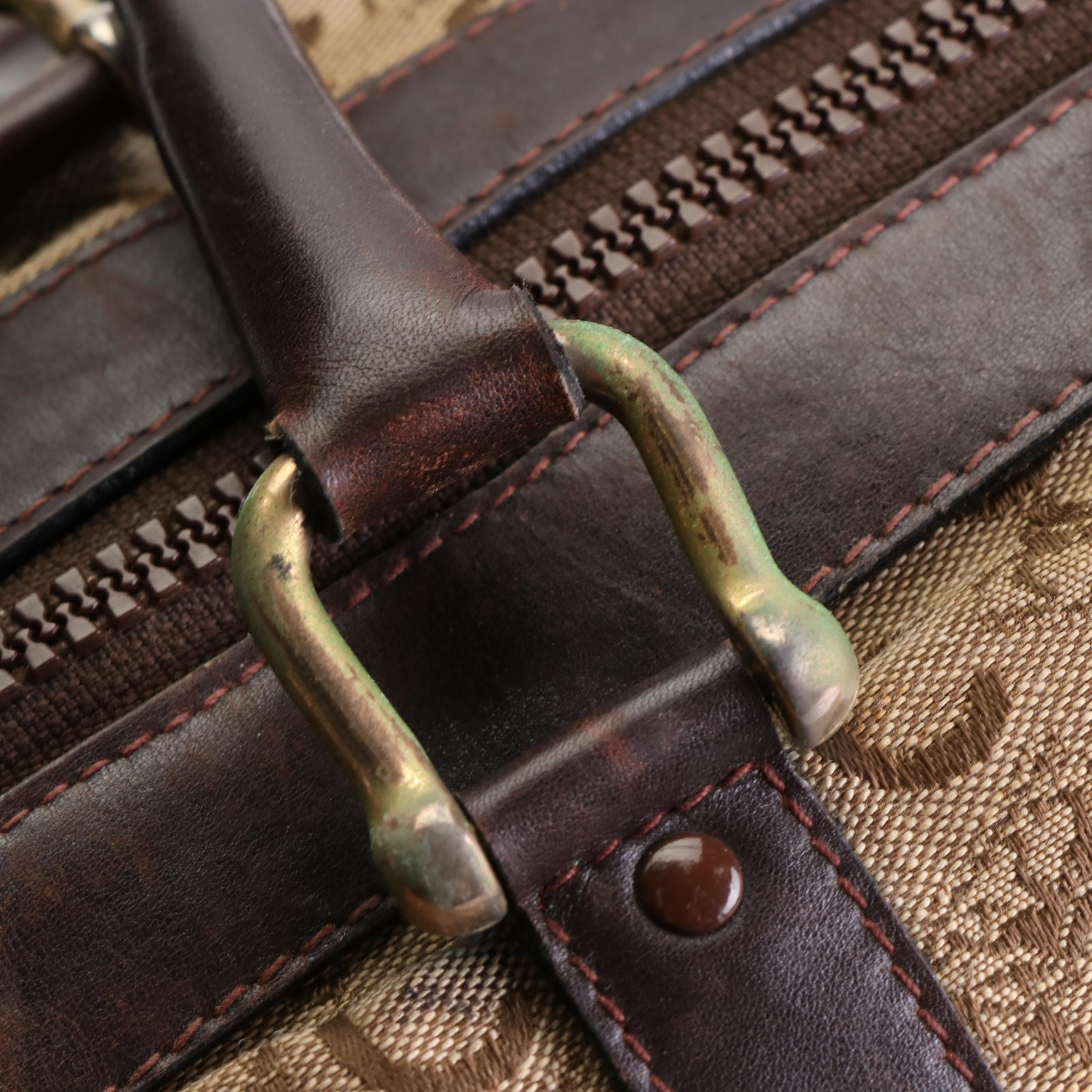 Celine Boston Bag in Signature Macadam Horse Carriage Canvas and Leather