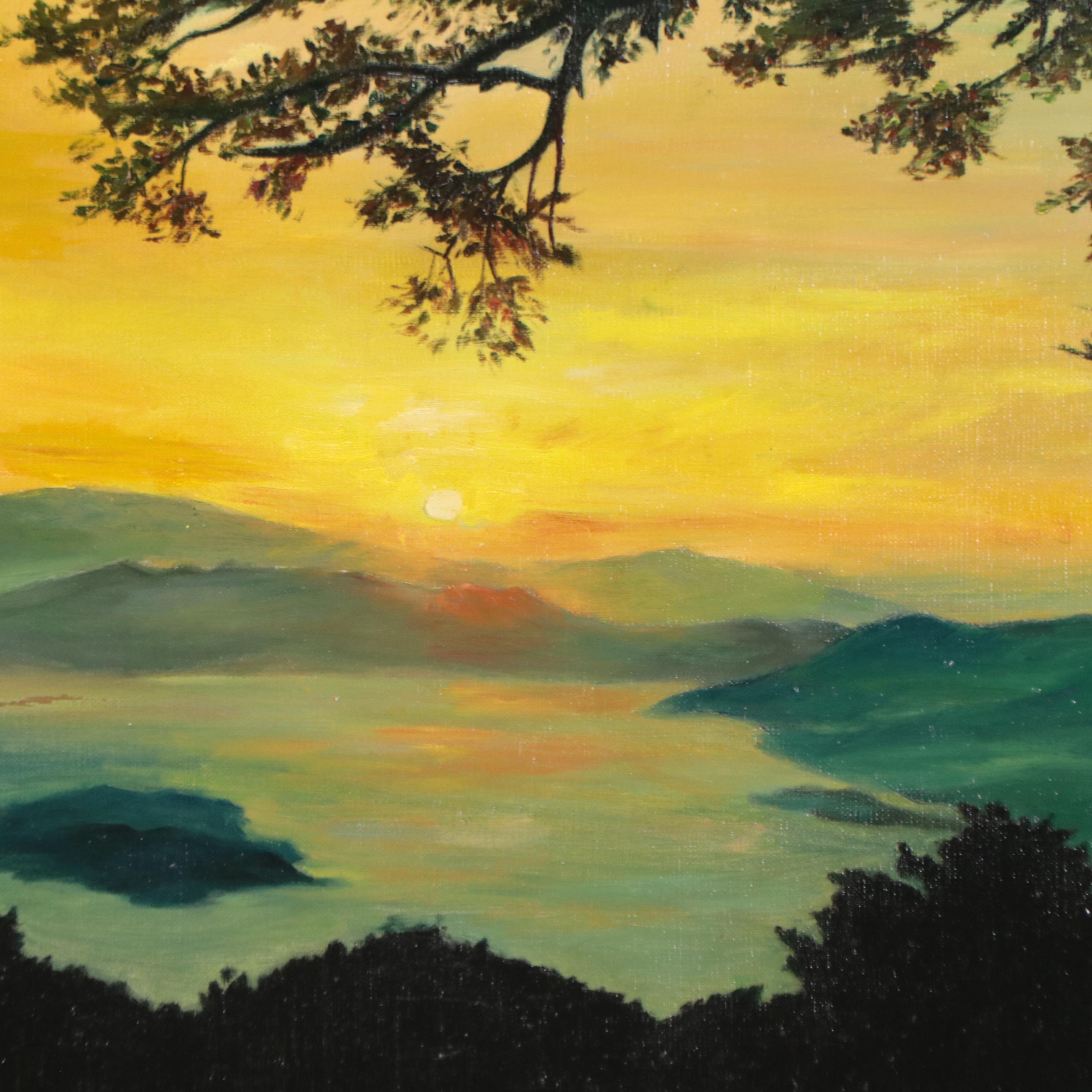 Oil Painting of Sunset Landscape
