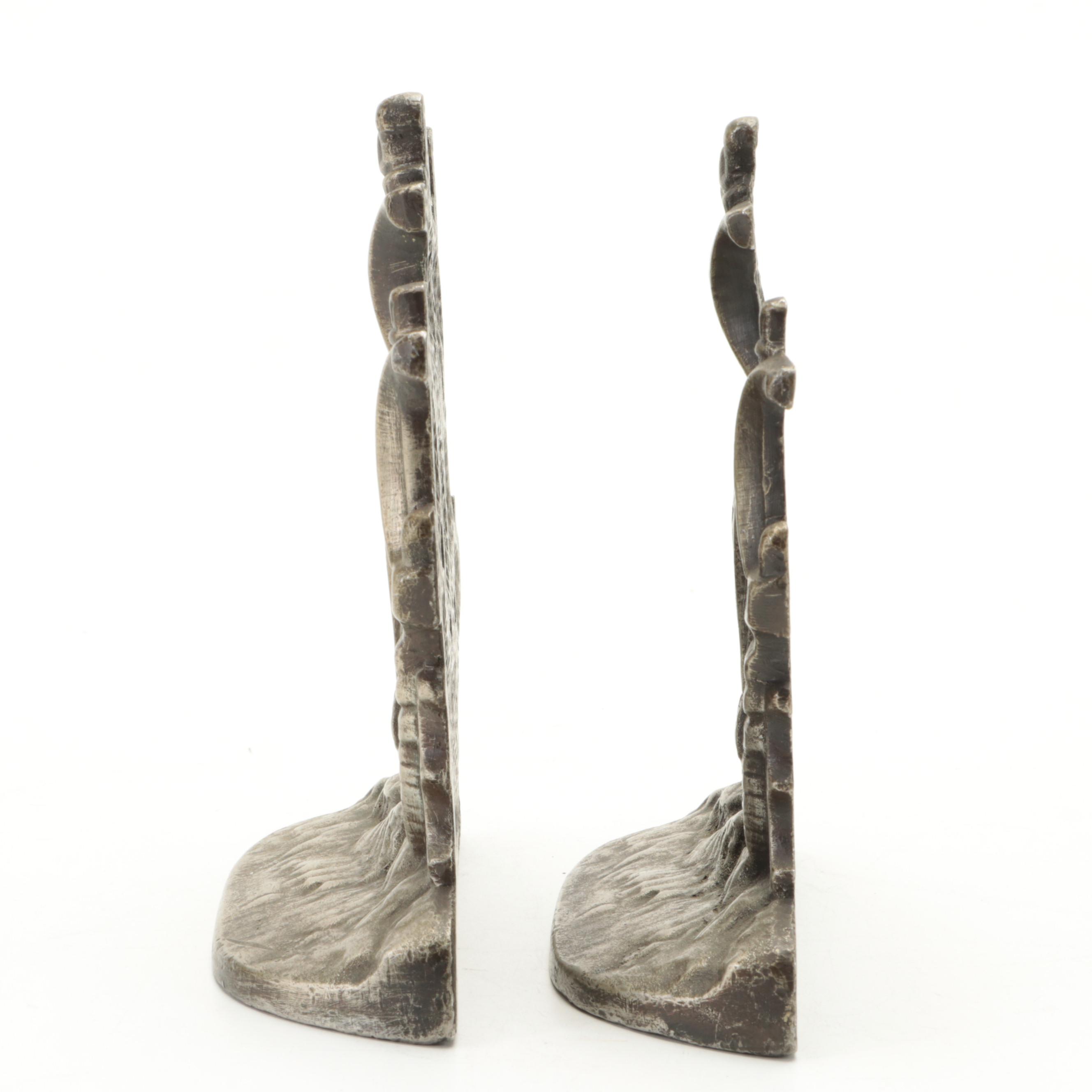 Connecticut Foundry Cast Metal Spanish Galleon Bookends, Early 20th Century