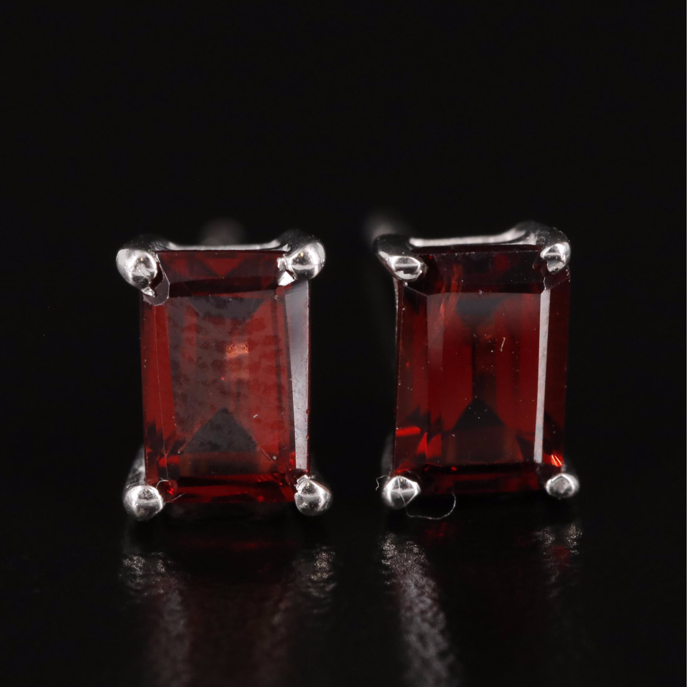 Sterling Garnet Stud Earrings