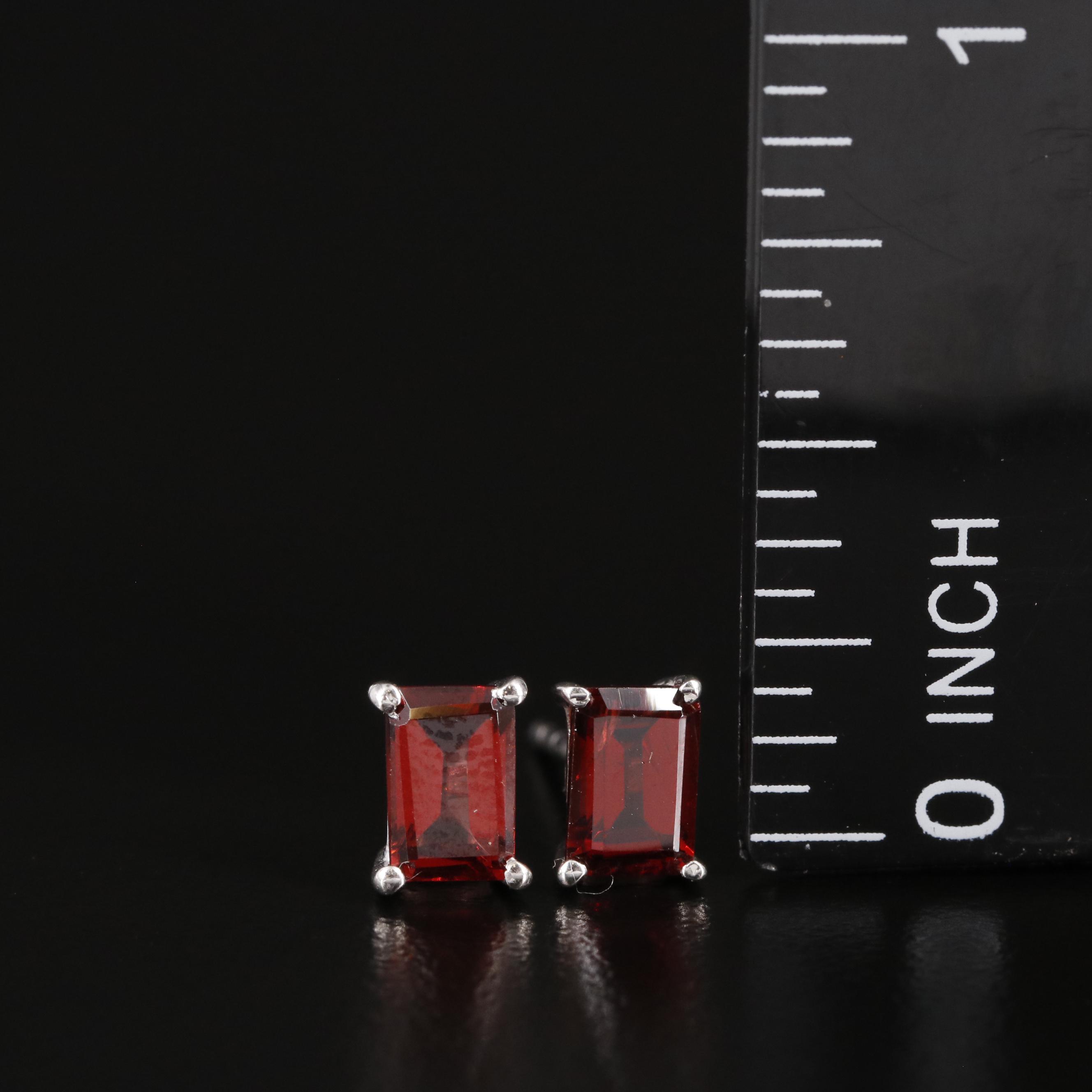 Sterling Garnet Stud Earrings