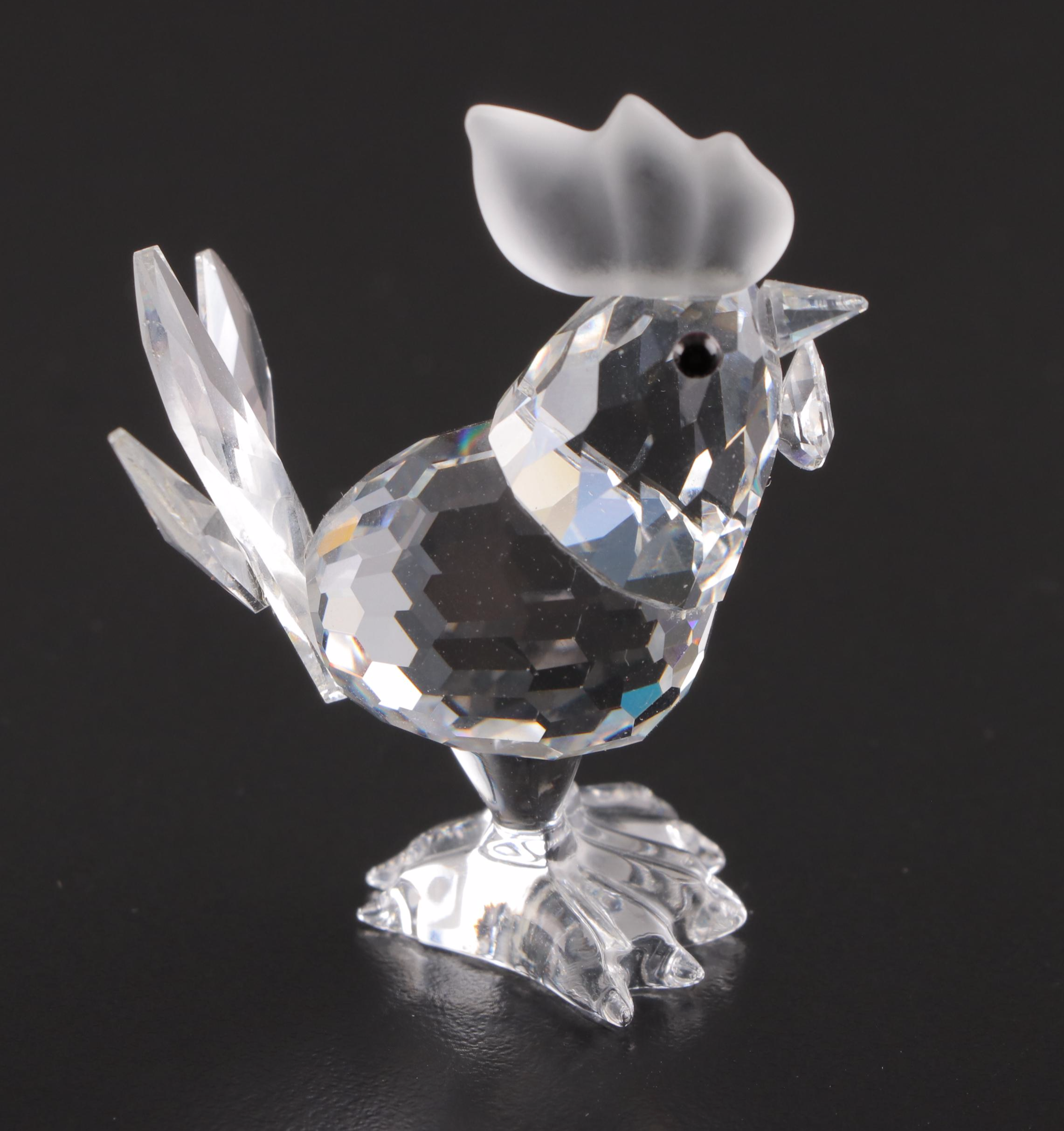 Swarovski Crystal Toucan, Parrot, Frog, and  Rooster Figurines