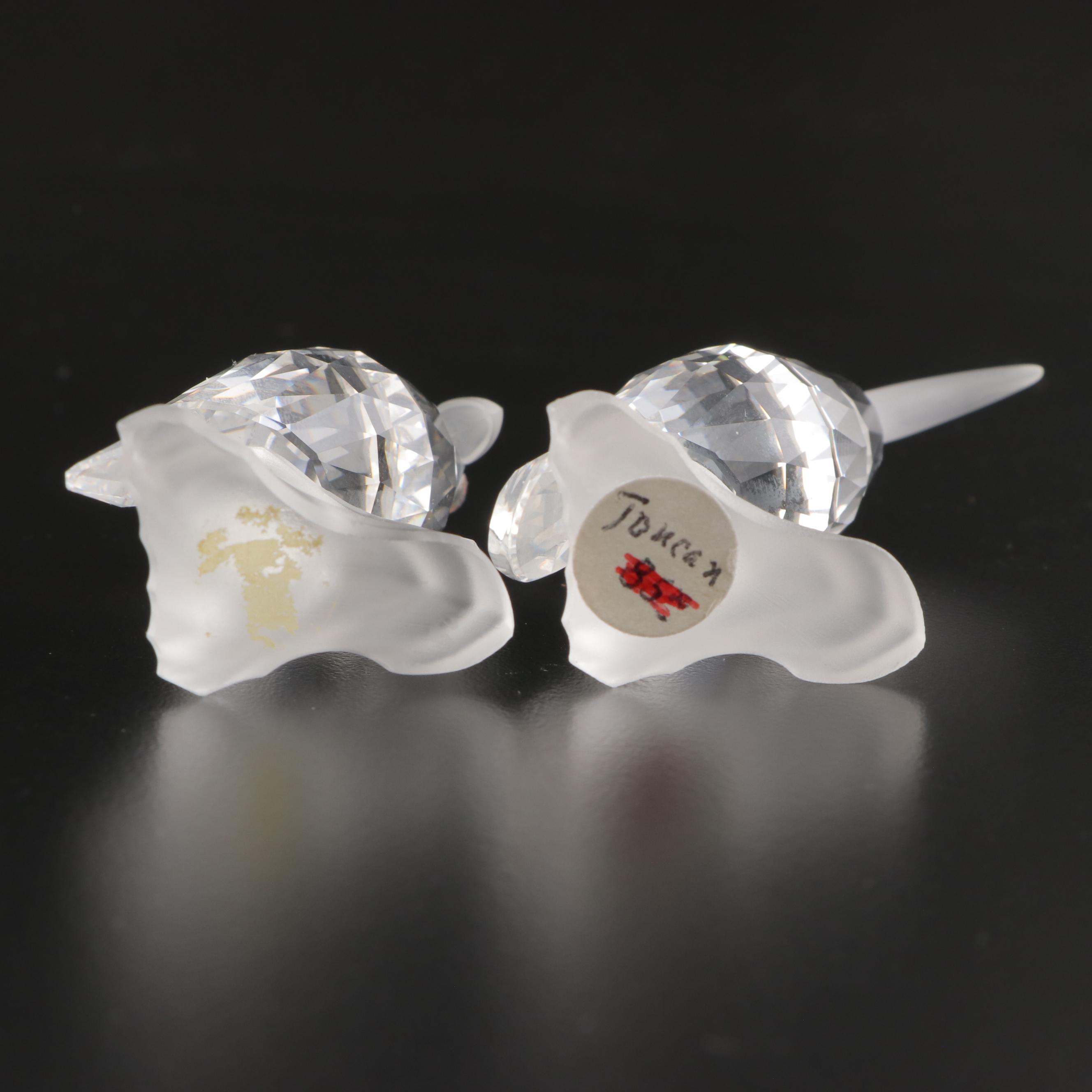 Swarovski Crystal Toucan, Parrot, Frog, and  Rooster Figurines