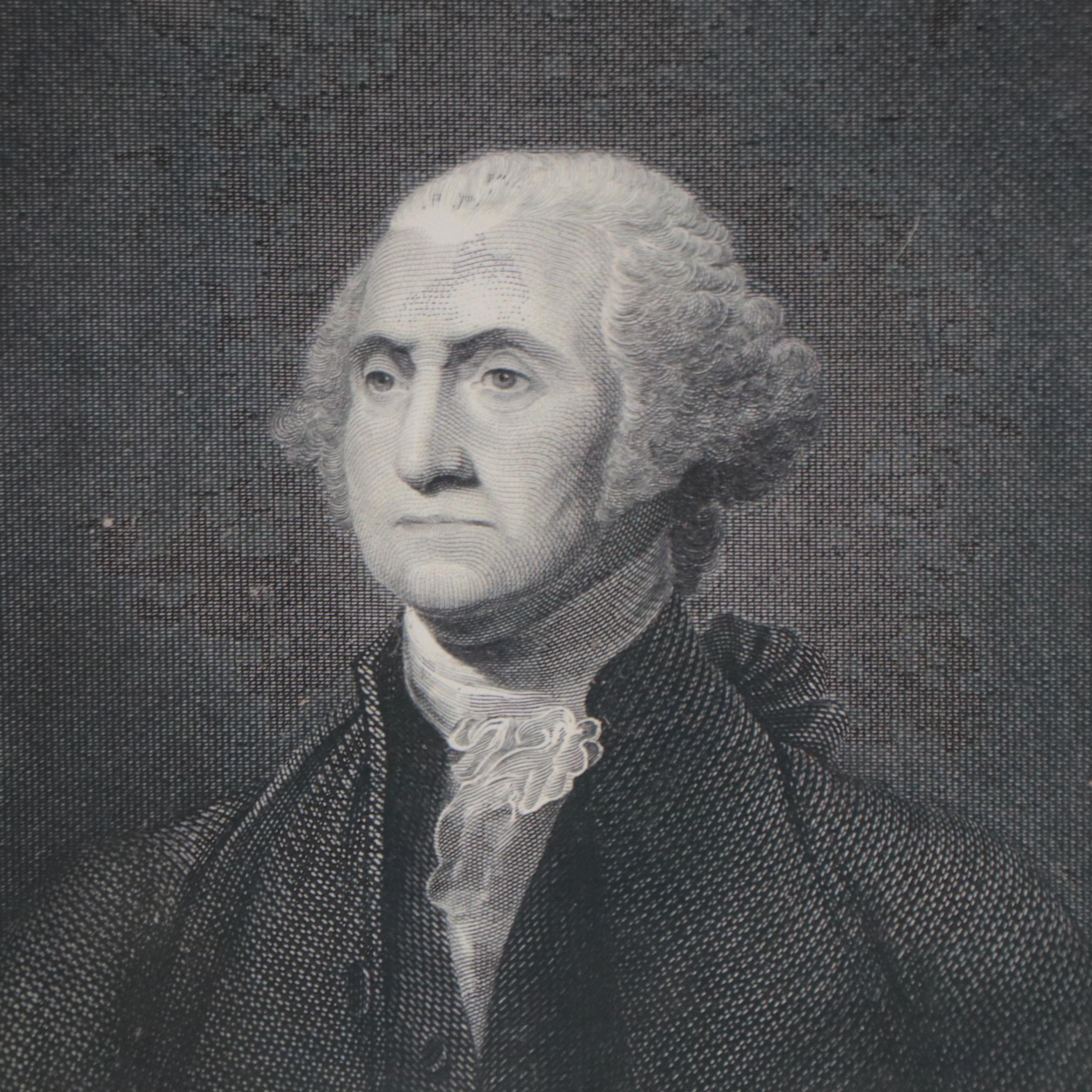 Offset Lithograph Portrait of George Washington after Gilbert Stuart