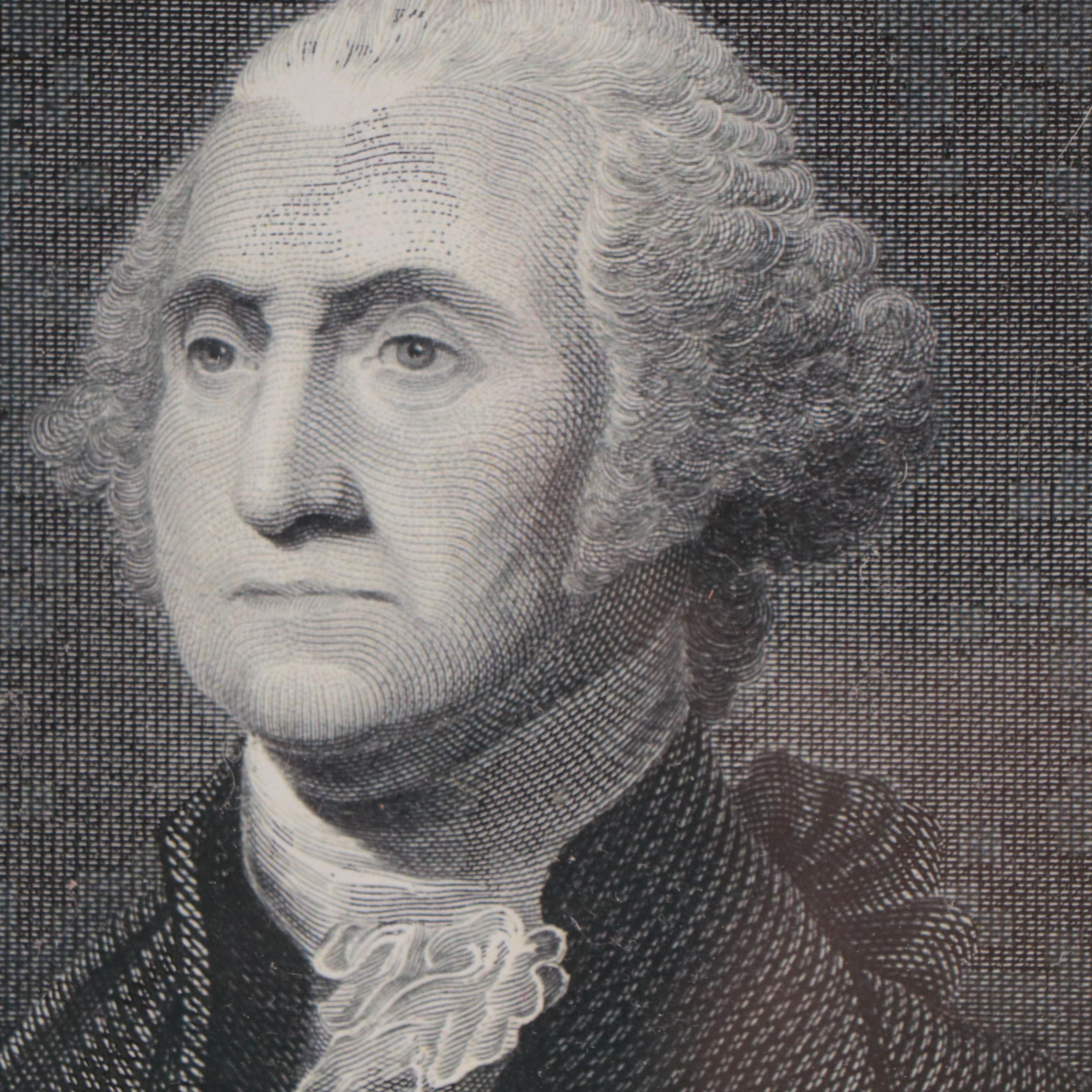 Offset Lithograph Portrait of George Washington after Gilbert Stuart