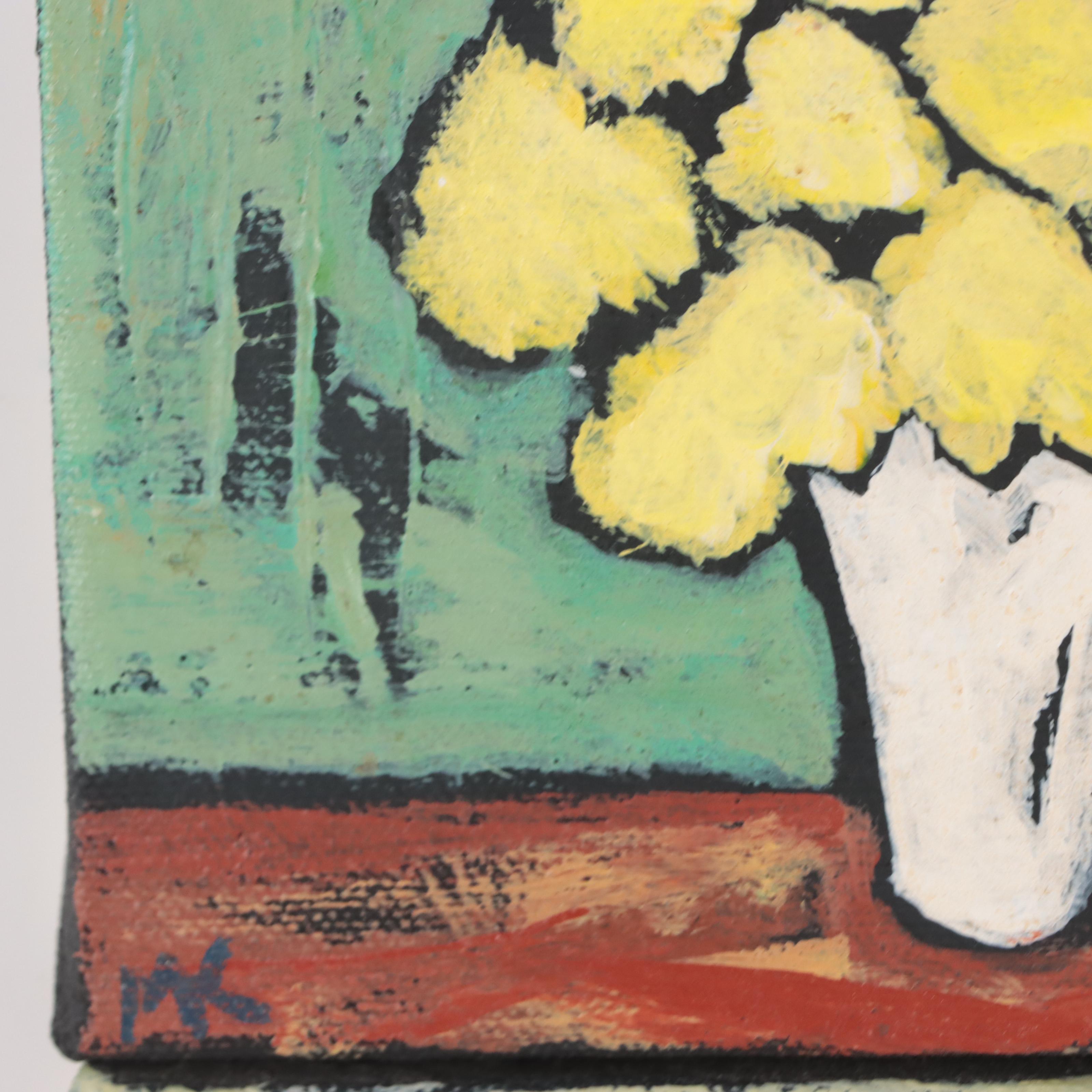 Stylized Floral Still Life Acrylic Paintings