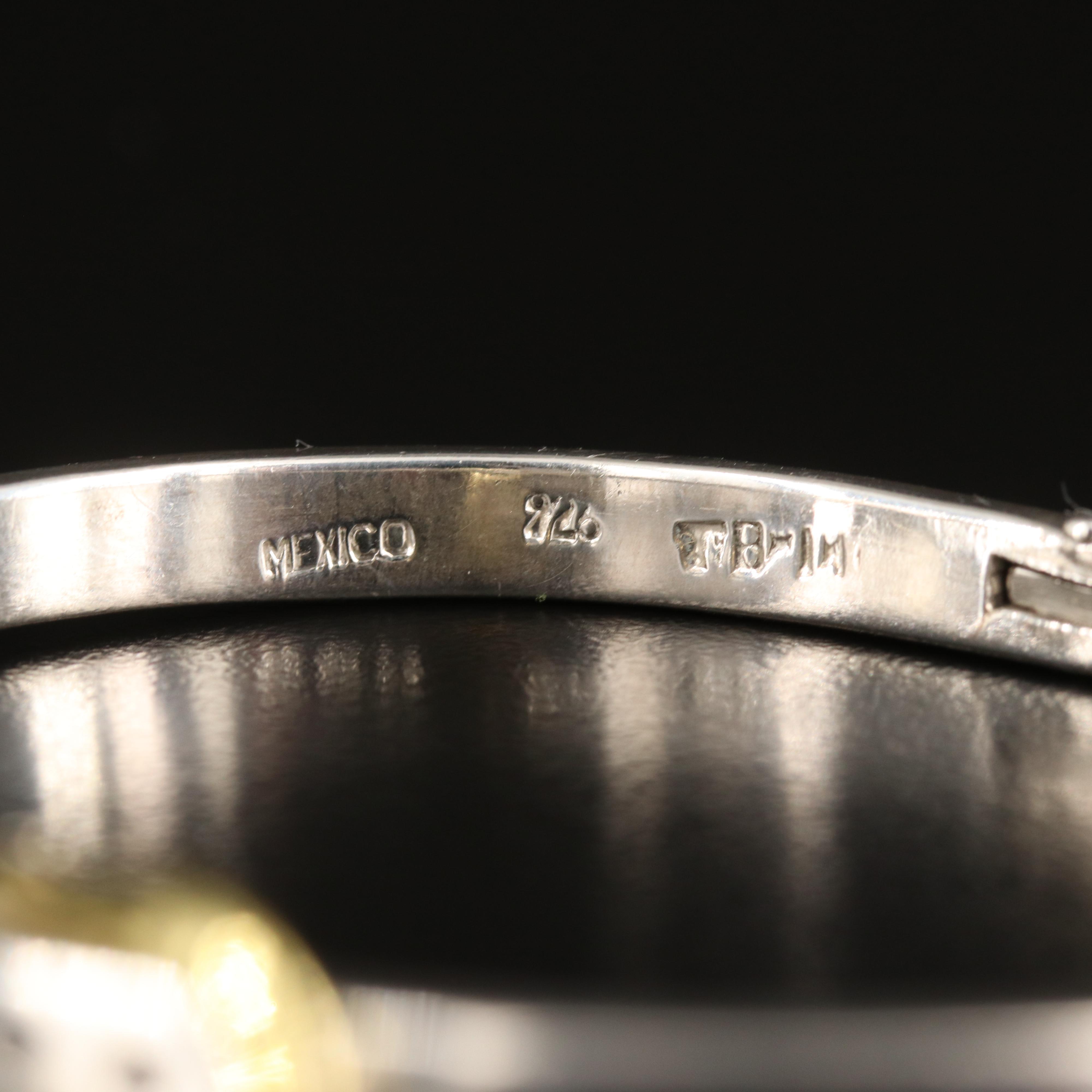 Sterling Buckle Hinged Bangle and Disk Earrings