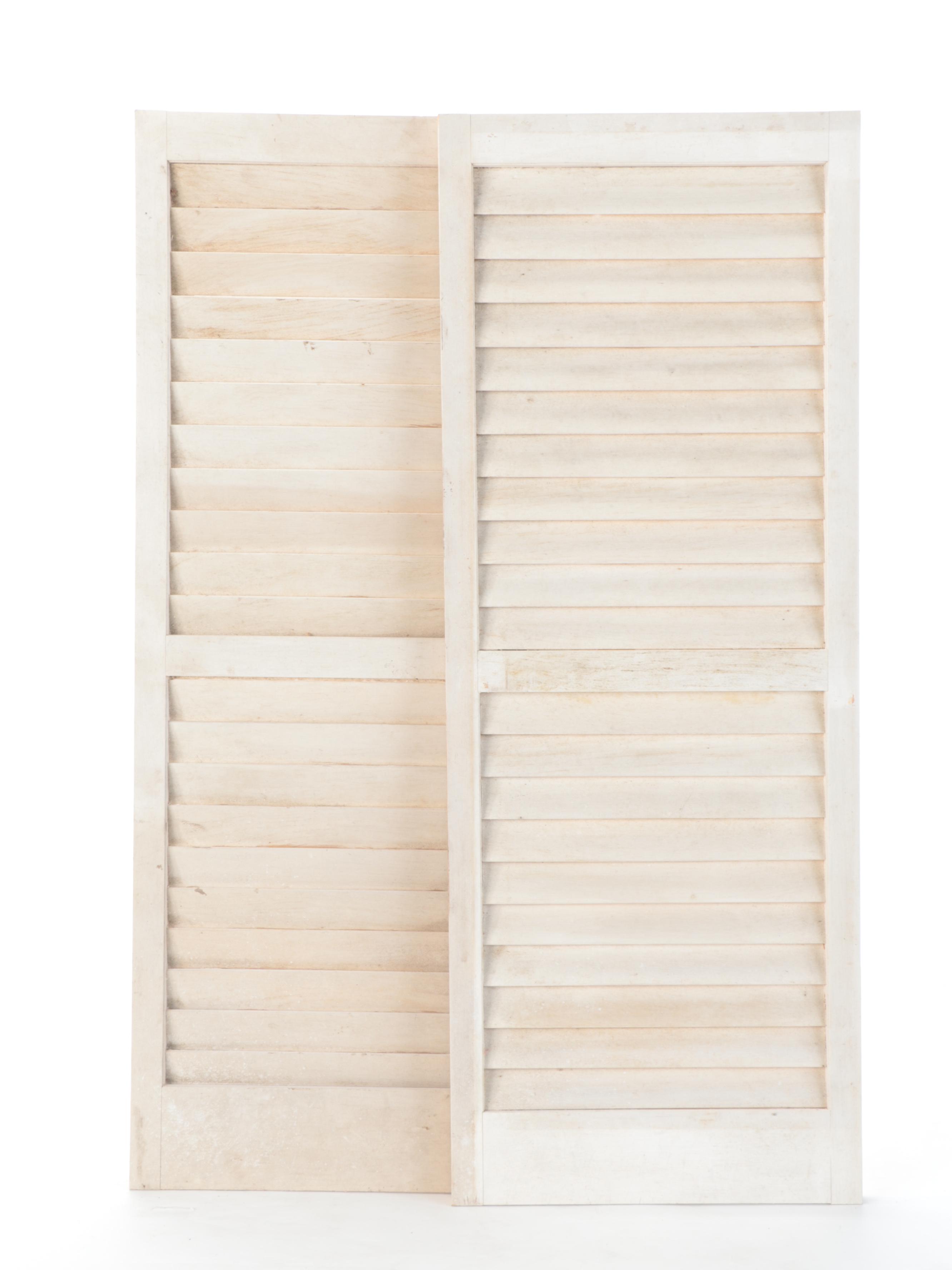 White Painted Wooden Window Shutters