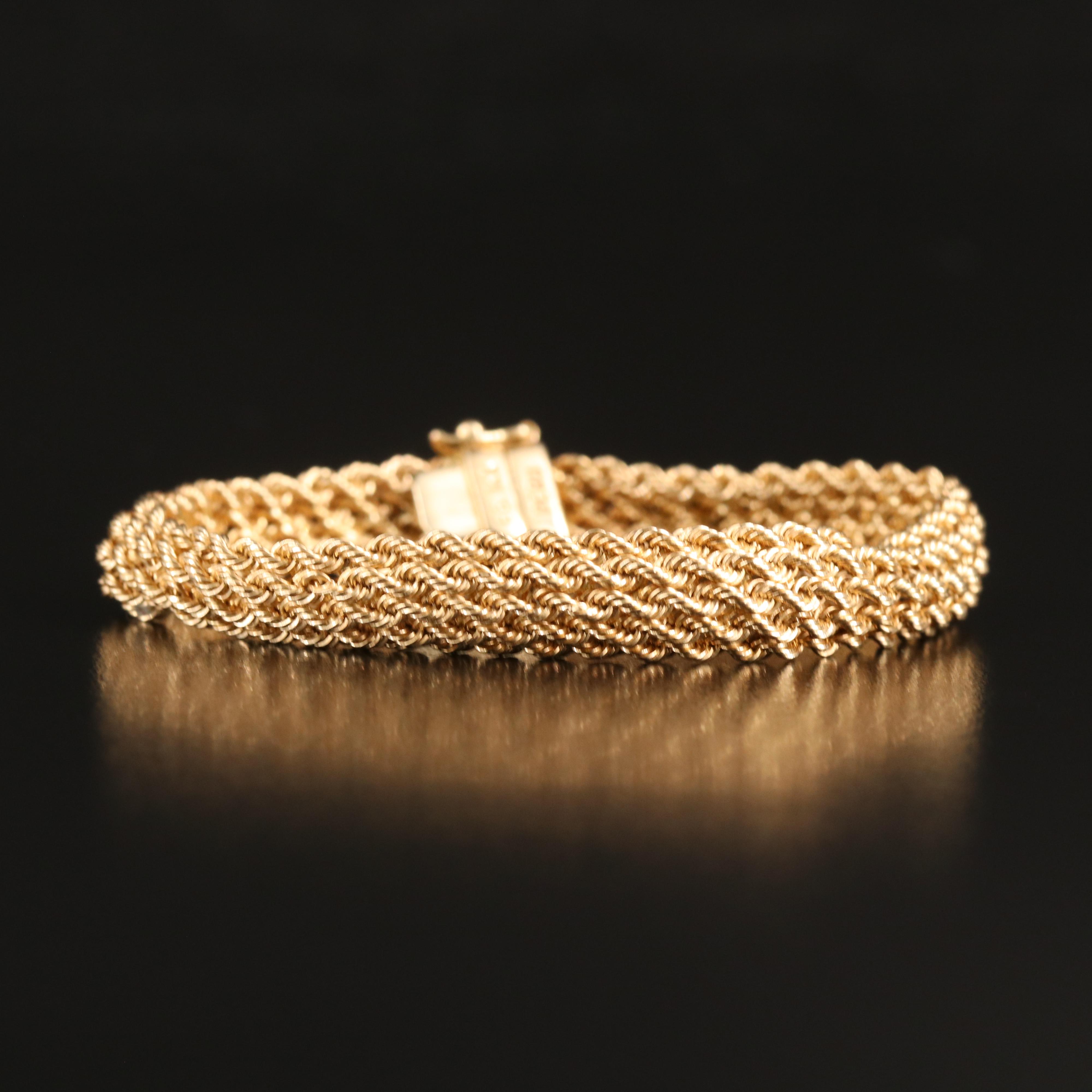 14K Five Row Rope Chain Bracelet